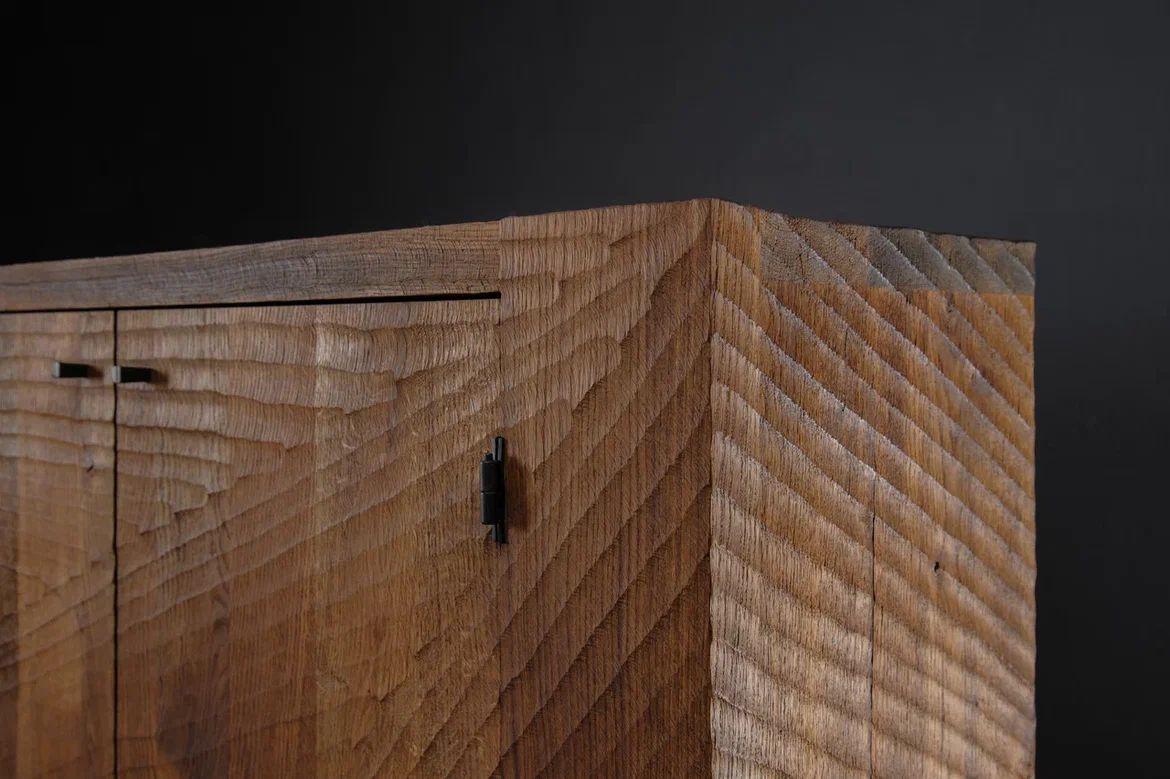 Contemporary Brutalist Style Commode in Solid Oak 'Custom Size' For Sale 4