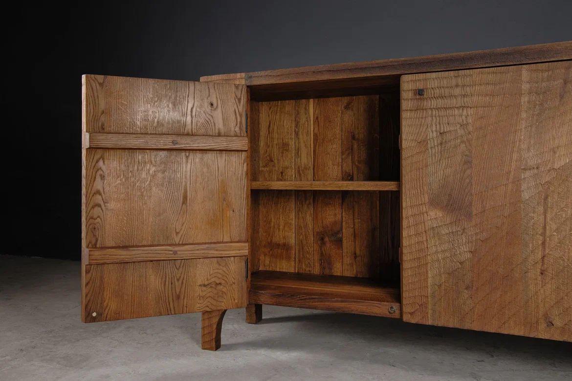Contemporary Brutalist Style Commode in Solid Oak 'Custom Size' For Sale 4