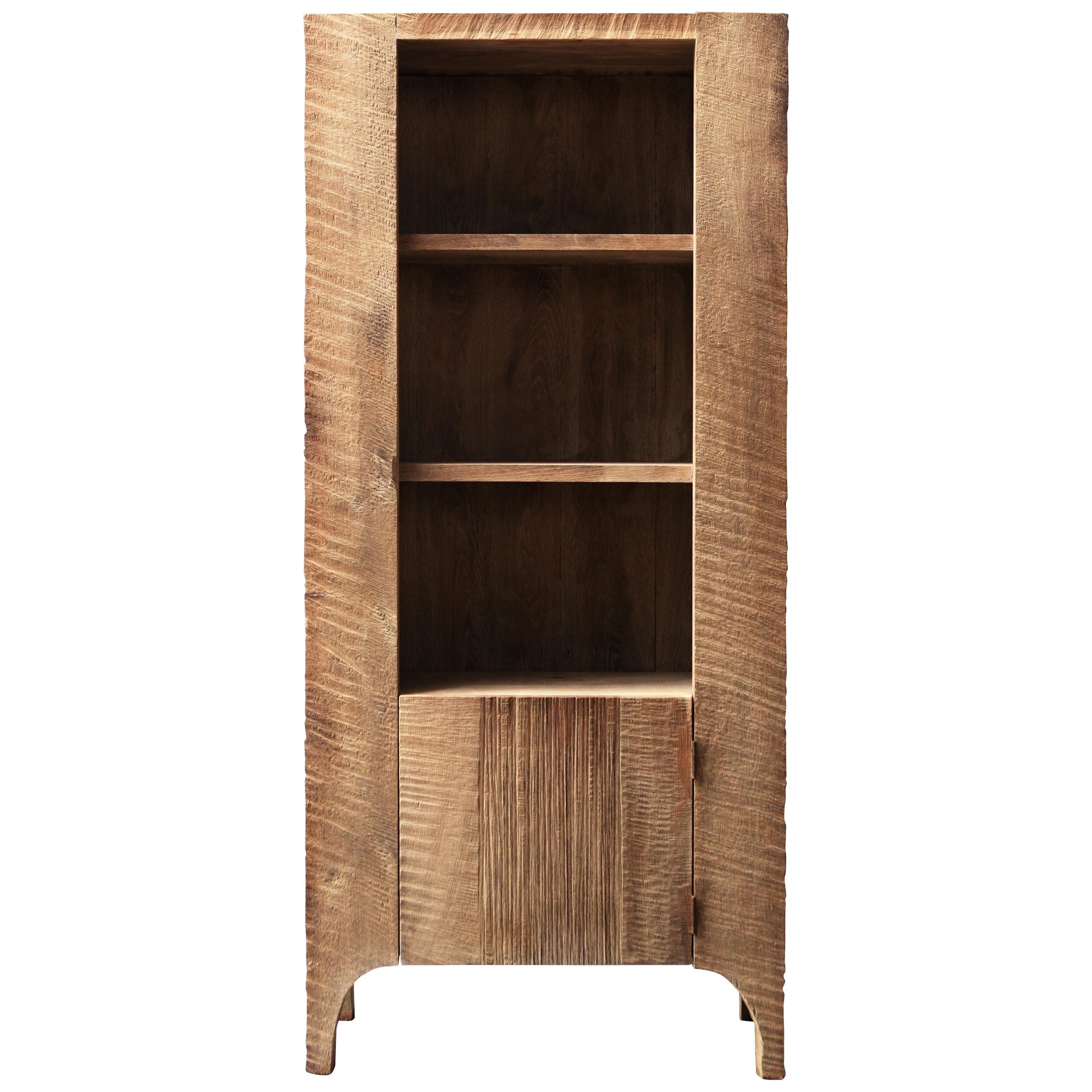 Contemporary Brutalist Style Cupboard in Solid Oak (light)