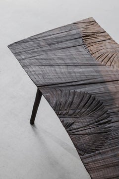 Contemporary Brutalist Style Small Table #1 aus massiver Eiche und Leinöl