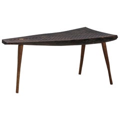 Contemporary Brutalist Style Small Table #3 in Solid Oak and Linseed Oil