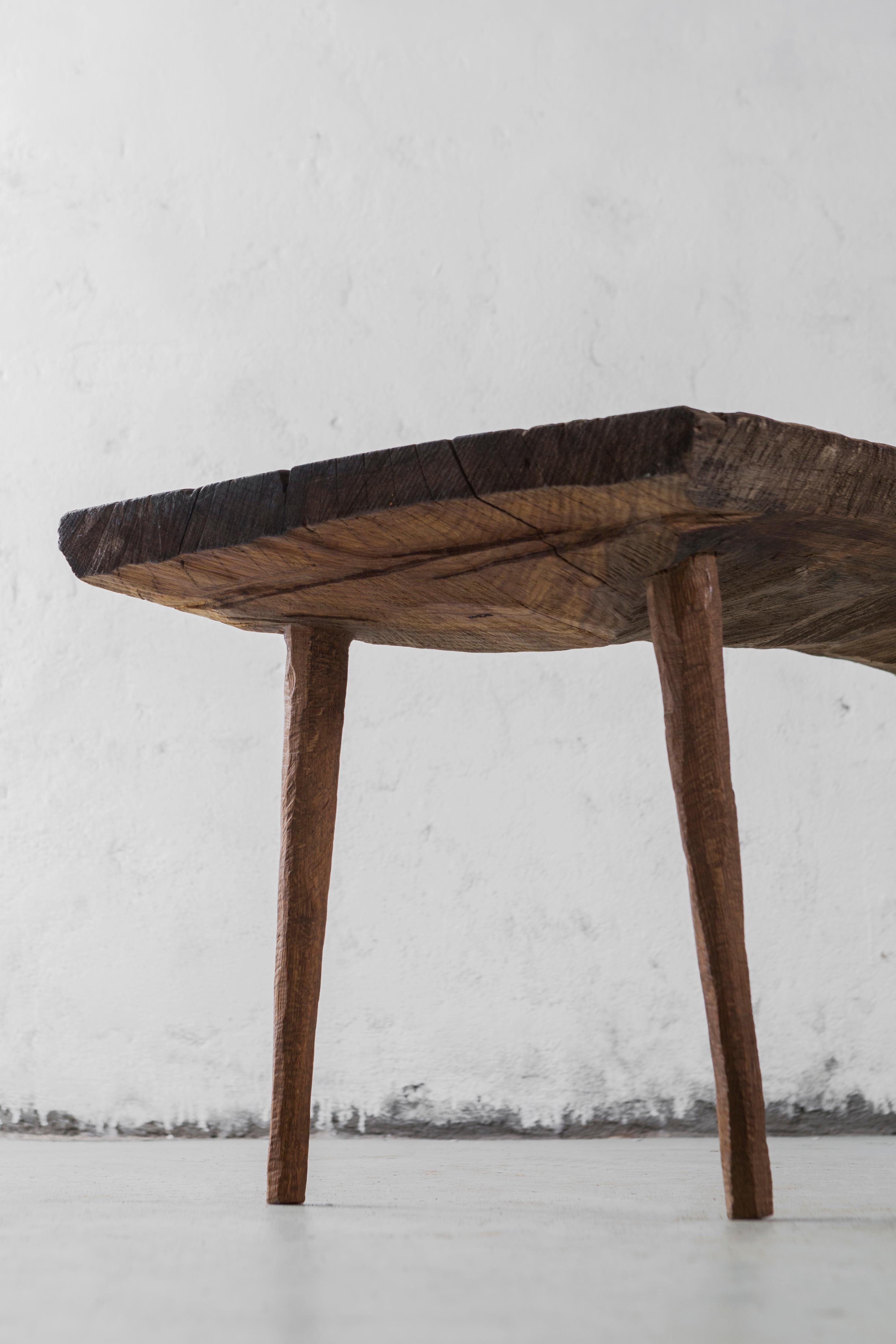 Small table made of solid oak (+ linseed oil)
Measures: 50 x 123 x 45 cm

Warm furnitures made by Russian designers from 
