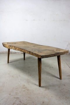 Contemporary Brutalist Style Small Table #6 in Solid Oak and Linseed Oil