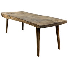 Contemporary Brutalist Style Small Table #6 in Solid Oak and Linseed Oil