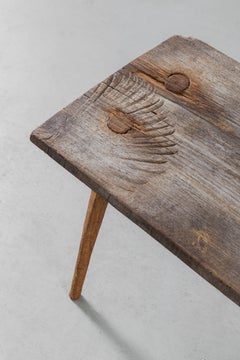 Contemporary Brutalist Style Small Table #9 in Solid Oak and Linseed Oil