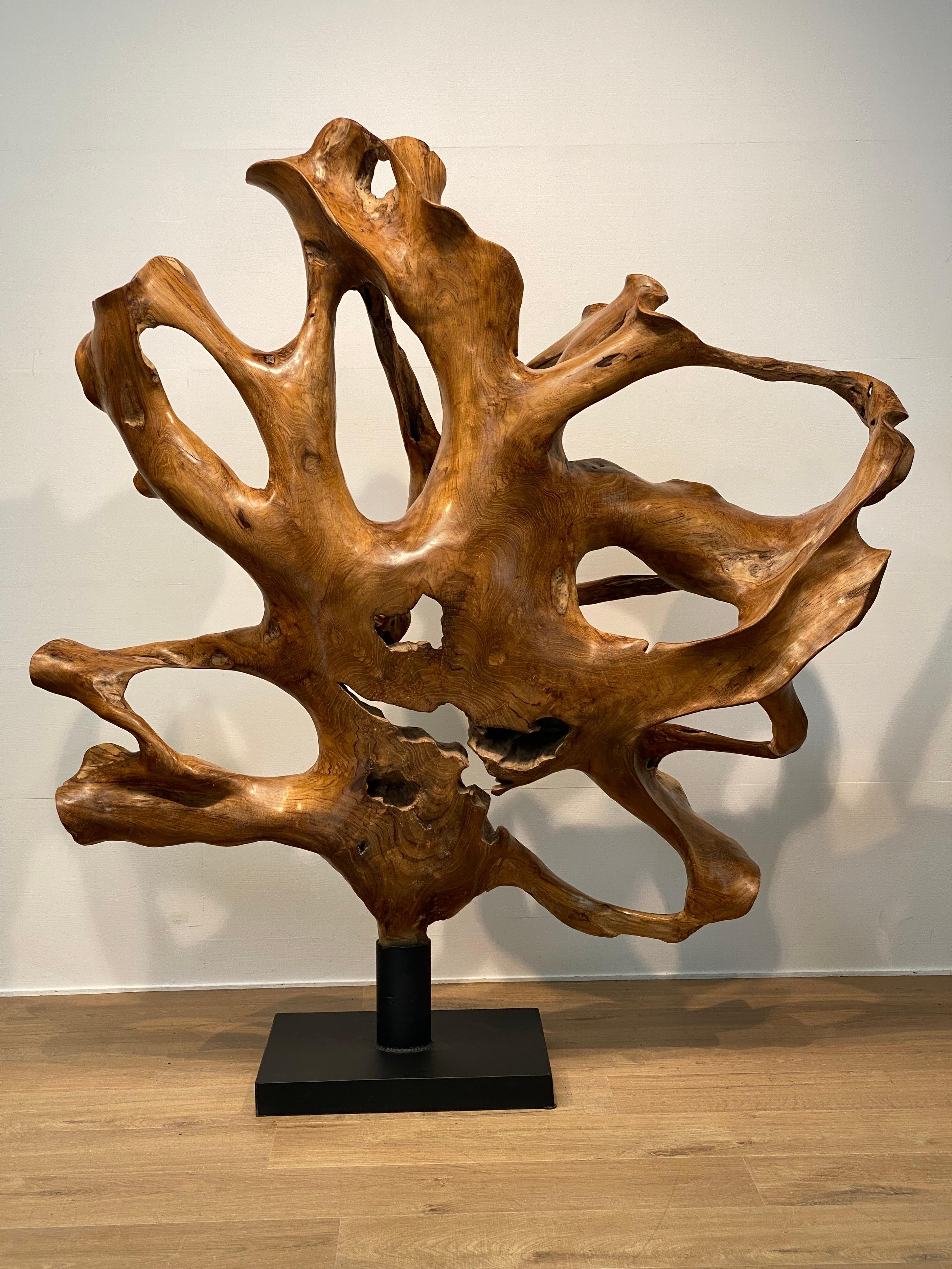 Polished Contemporary, Brutalist Wooden Sculpture For Sale