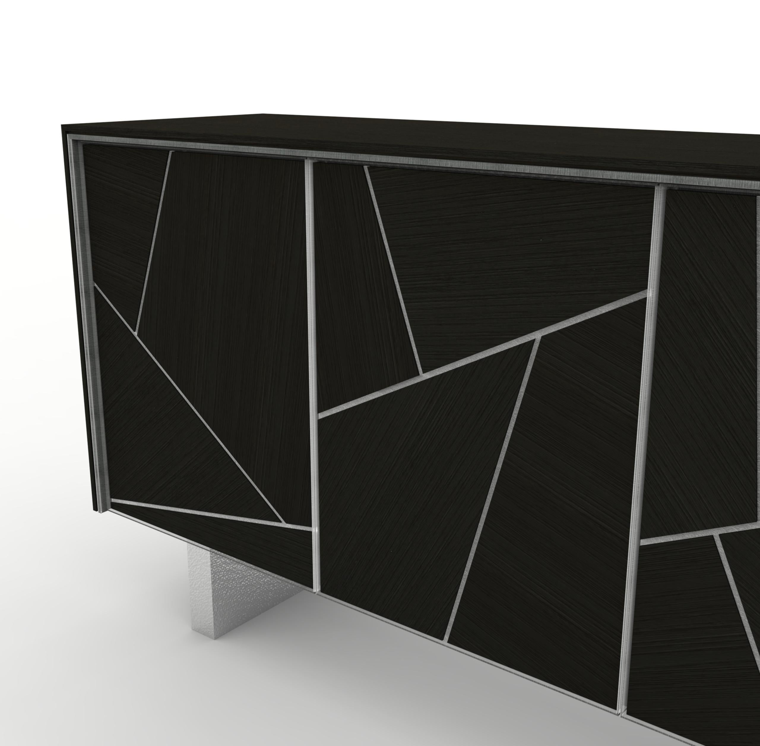 Contemporary Buffet Black Ash In New Condition For Sale In Mareil-Marly, Yvelines