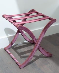 Contemporary Burgundy Velvet Folding Table with Fine Rope Trim
