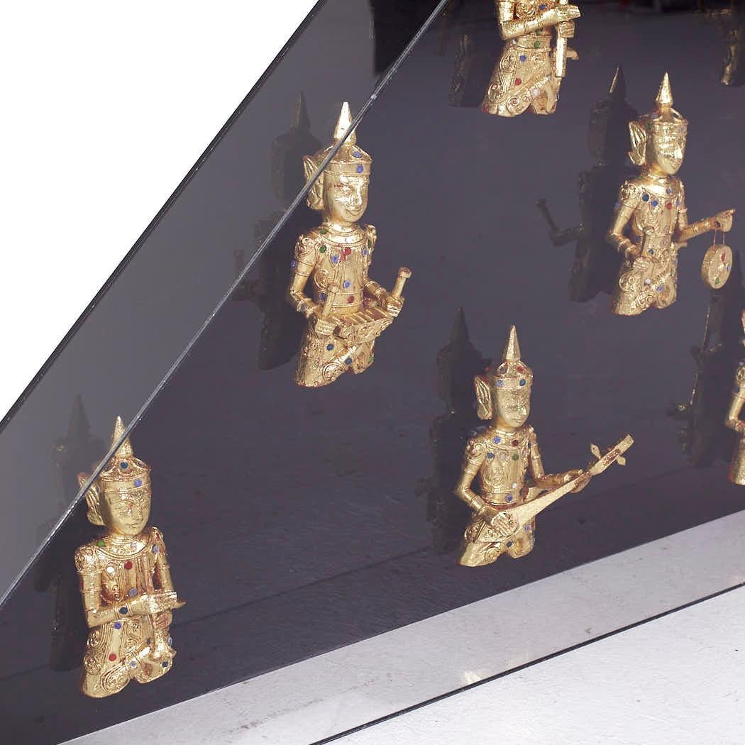 Metal Contemporary Burmese Dolls in Lucite Display Case For Sale