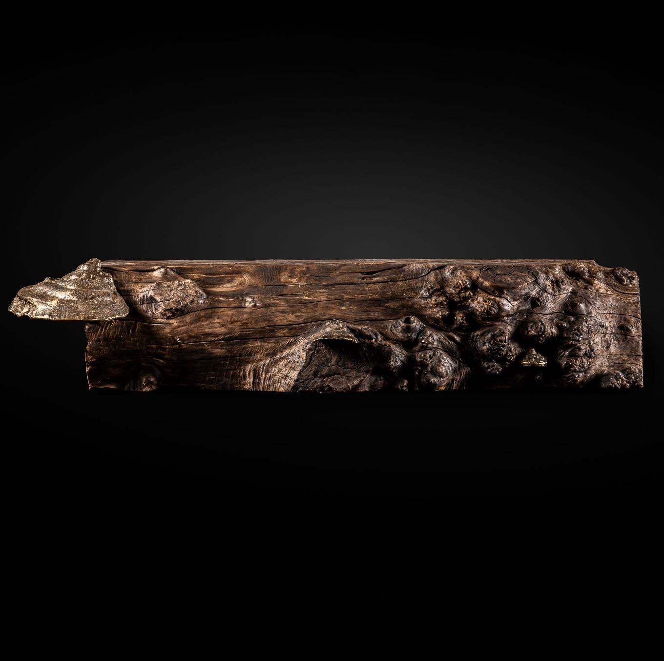 A gently finished white chestnut tree trunk that was worked for years by the passage of nature. With typical and lovely Belgian weather : Rain, snow, sun, moisture and dryness, sometimes all in 1 day
This intense course of nature gave this piece