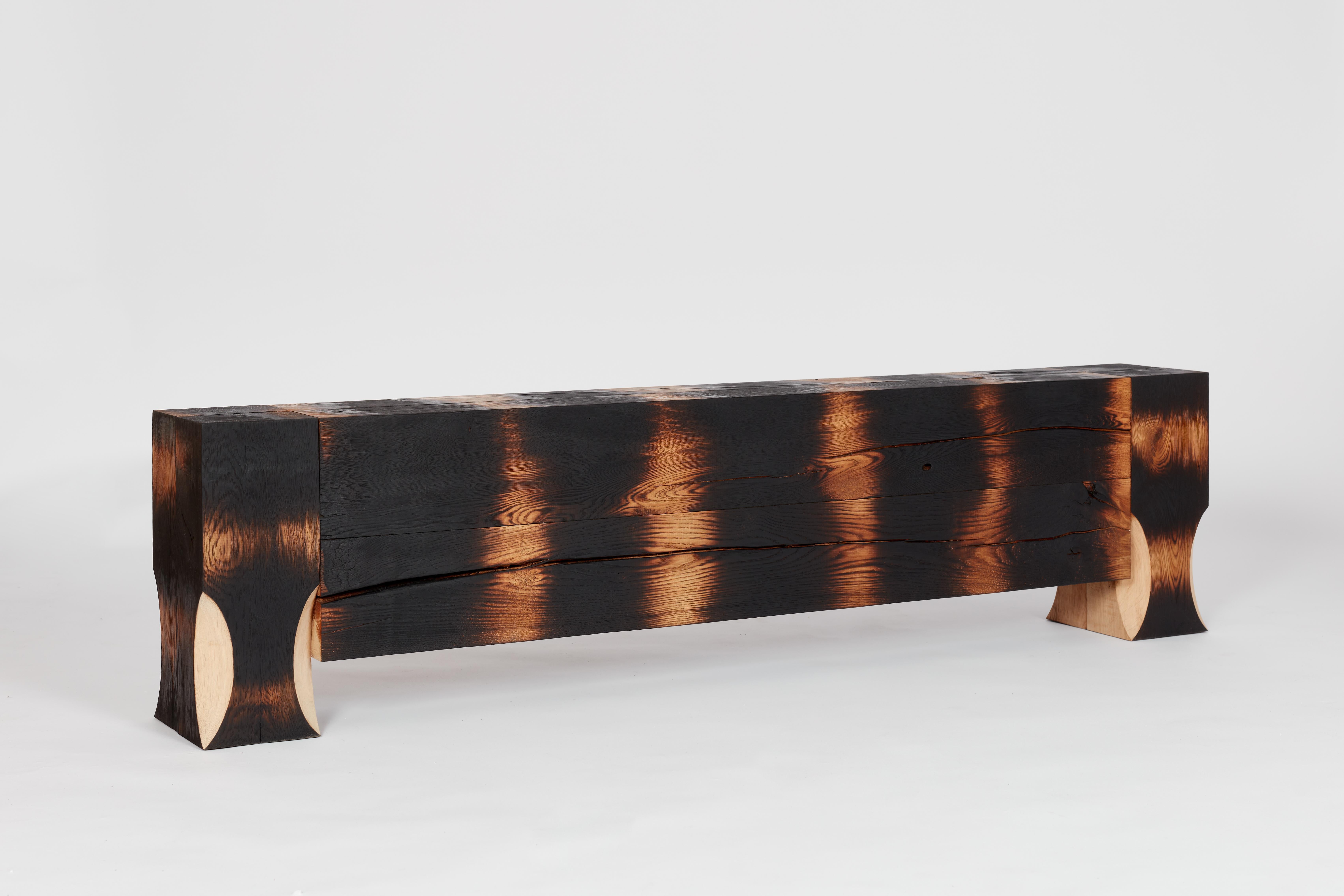 Hand-Crafted Contemporary burned Go Shun Bencht by Yoon Shun For Sale