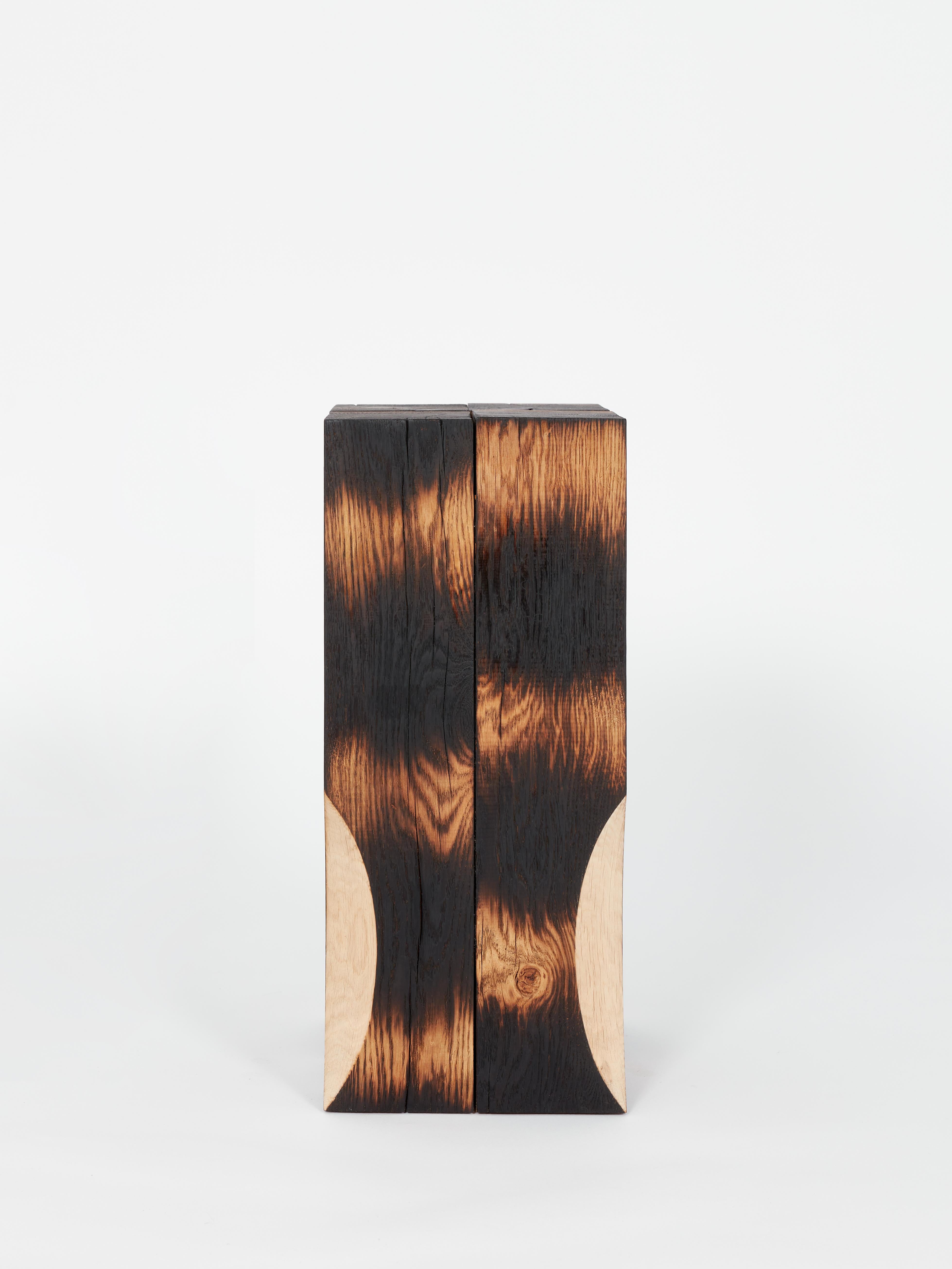 Contemporary burned Go Shun stool by Yoon Shun In New Condition For Sale In 1204, CH
