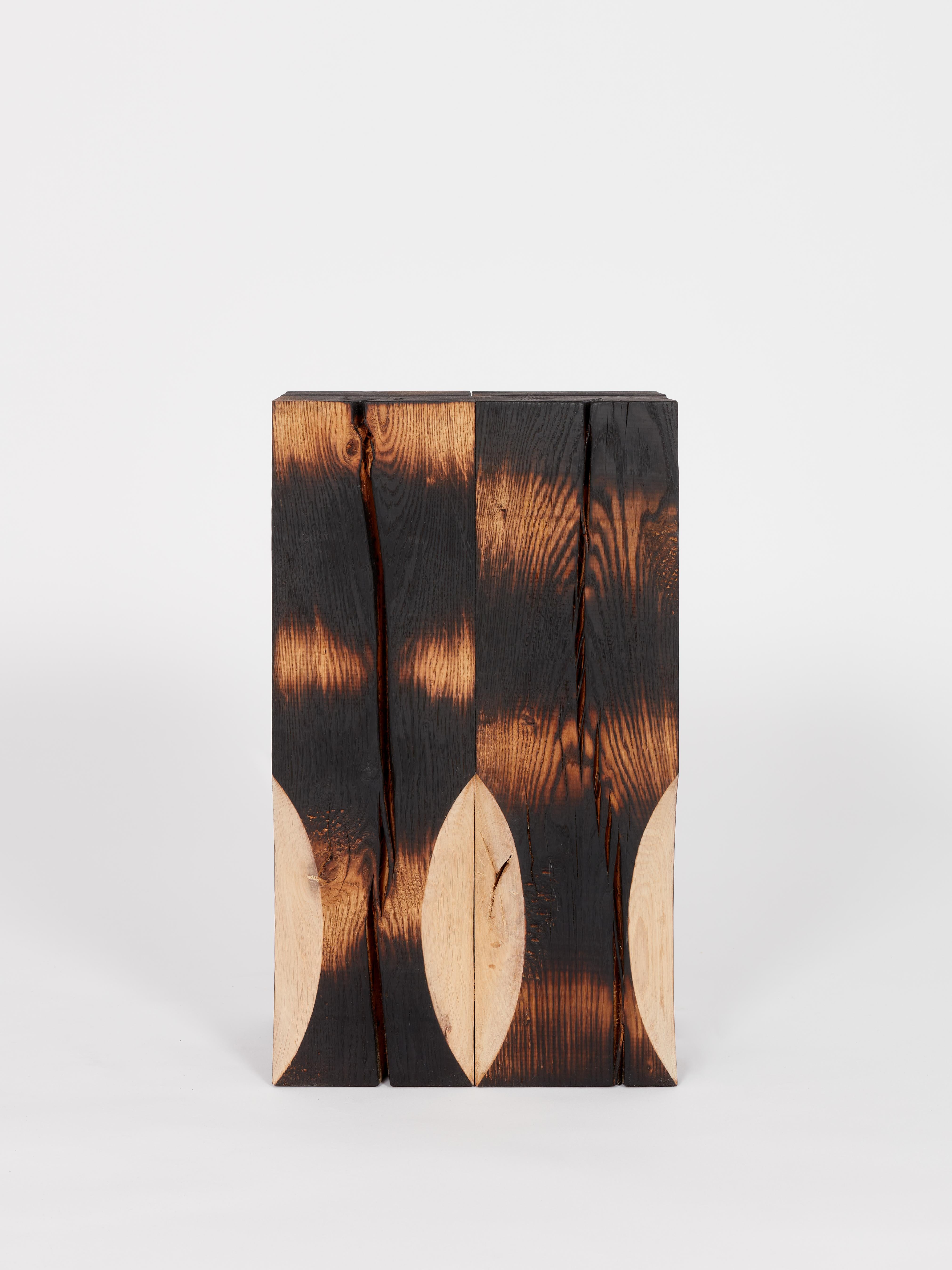 Contemporary burned Go Shun stool by Yoon Shun For Sale 1