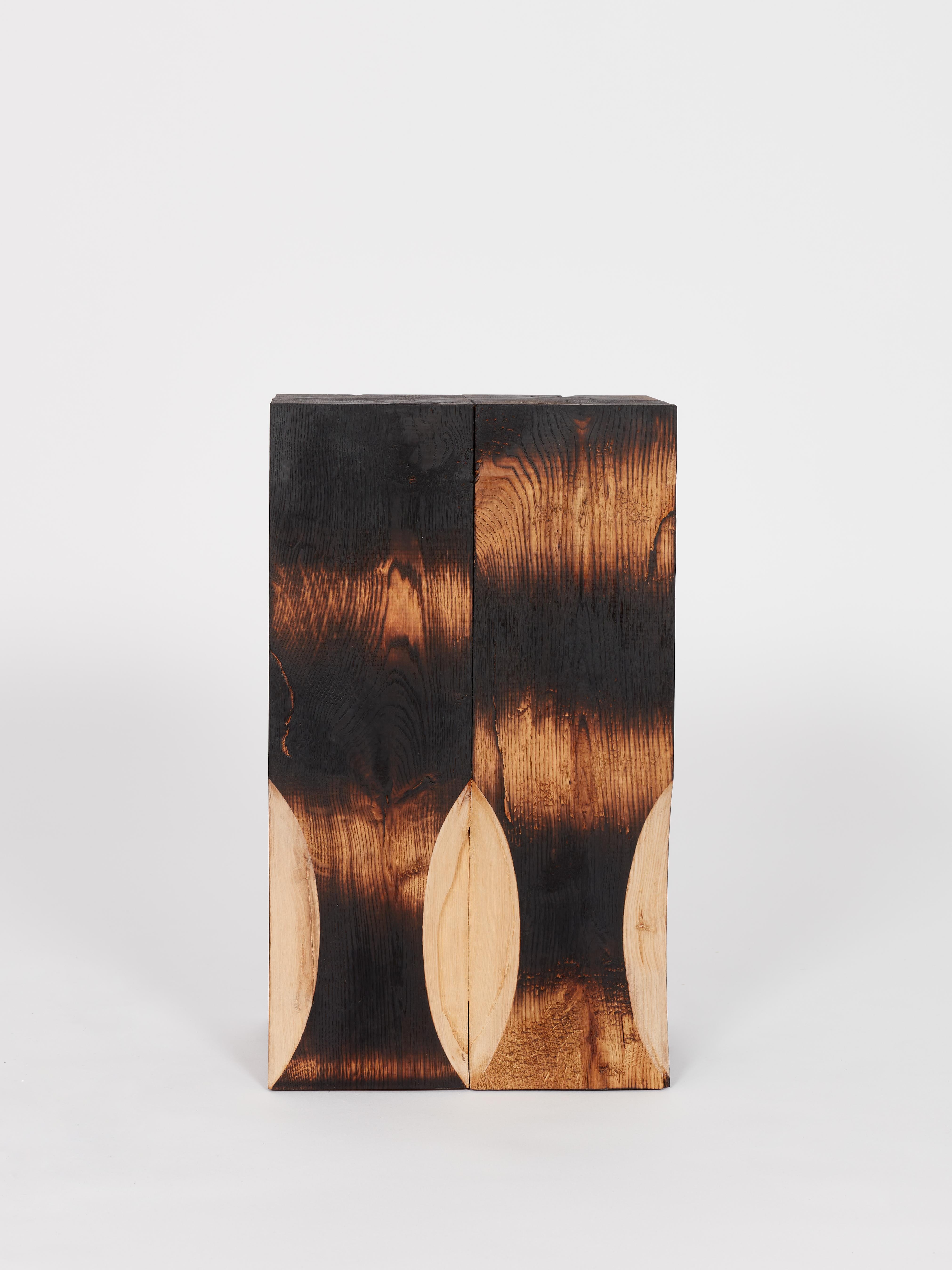 Contemporary burned Go Shun stool by Yoon Shun For Sale 2
