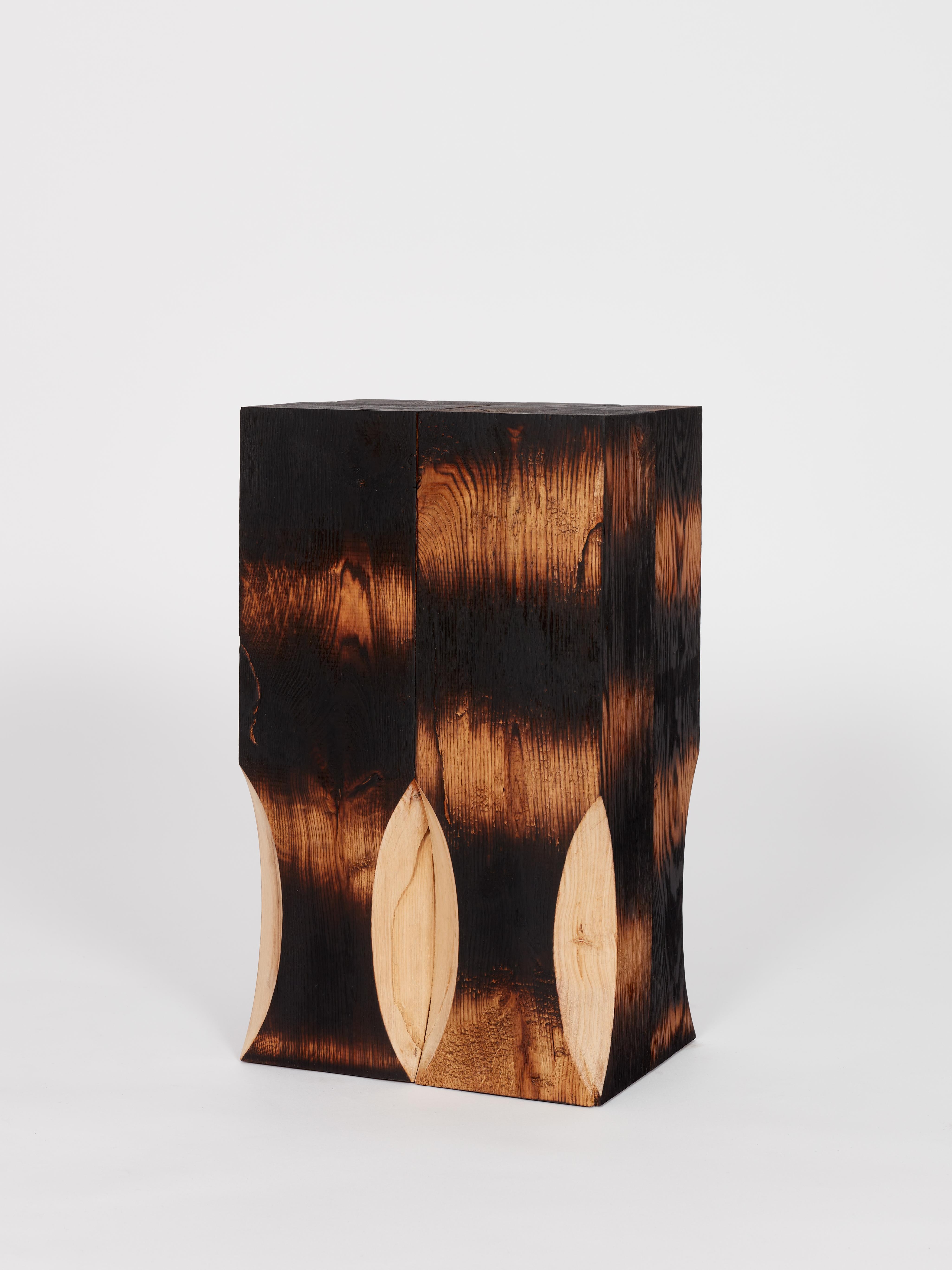 Contemporary burned Go Shun stool by Yoon Shun For Sale 3