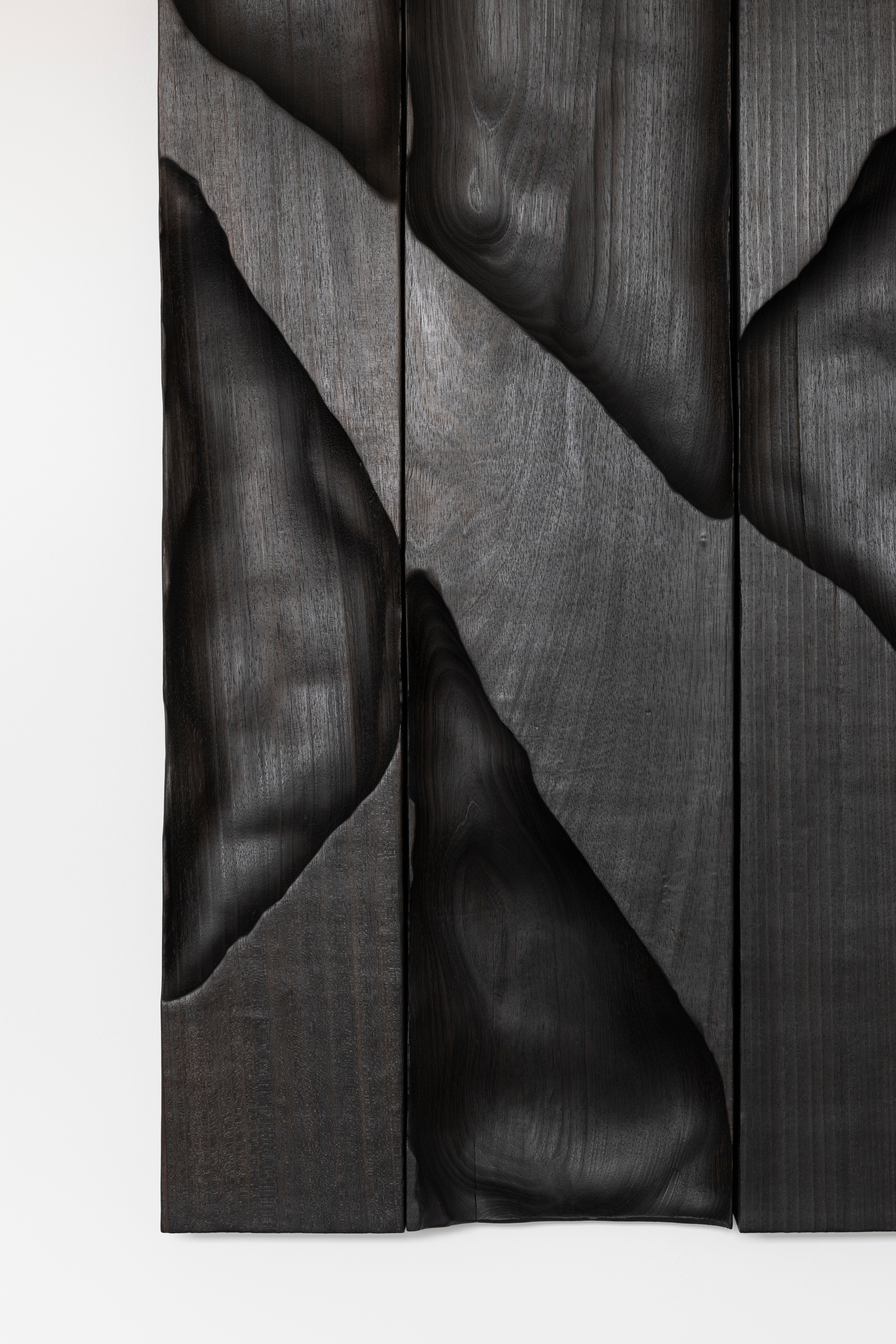 Pièce murale contemporaine en bois tendre brûlé Ukiyo 032 par Katrien Doms en vente 9