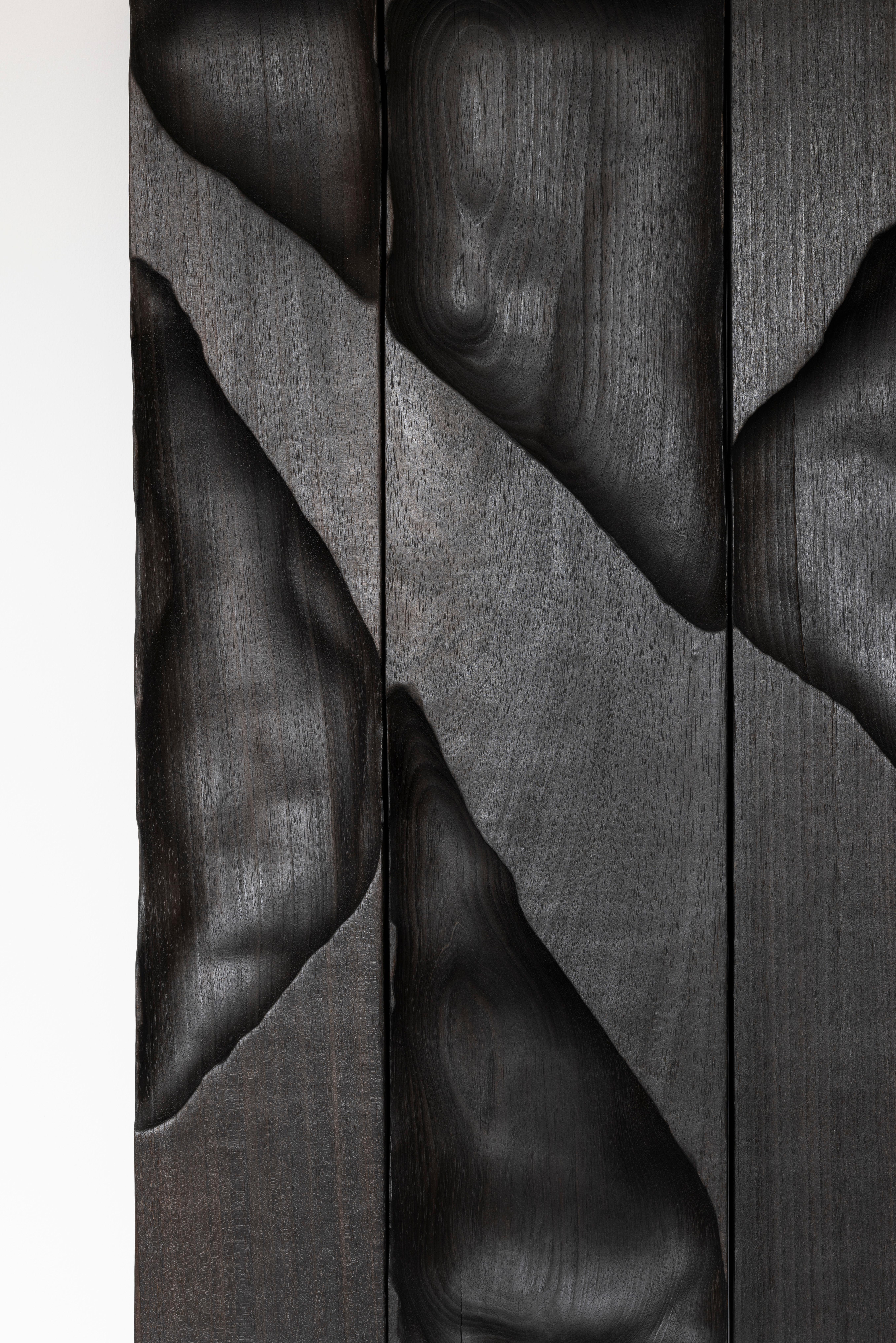 Pièce murale contemporaine en bois tendre brûlé Ukiyo 032 par Katrien Doms en vente 10