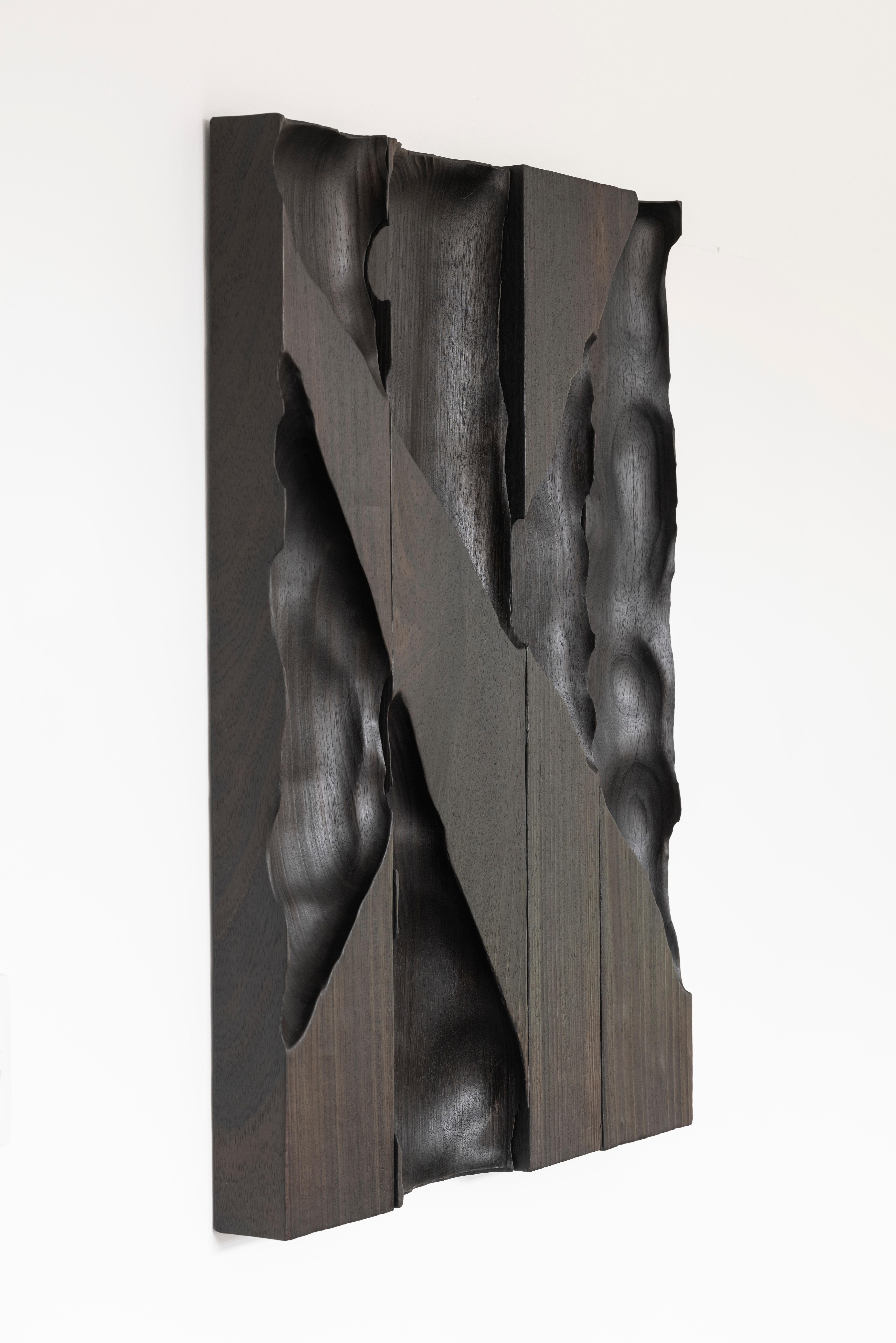 Pièce murale contemporaine en bois tendre brûlé Ukiyo 032 par Katrien Doms en vente 12