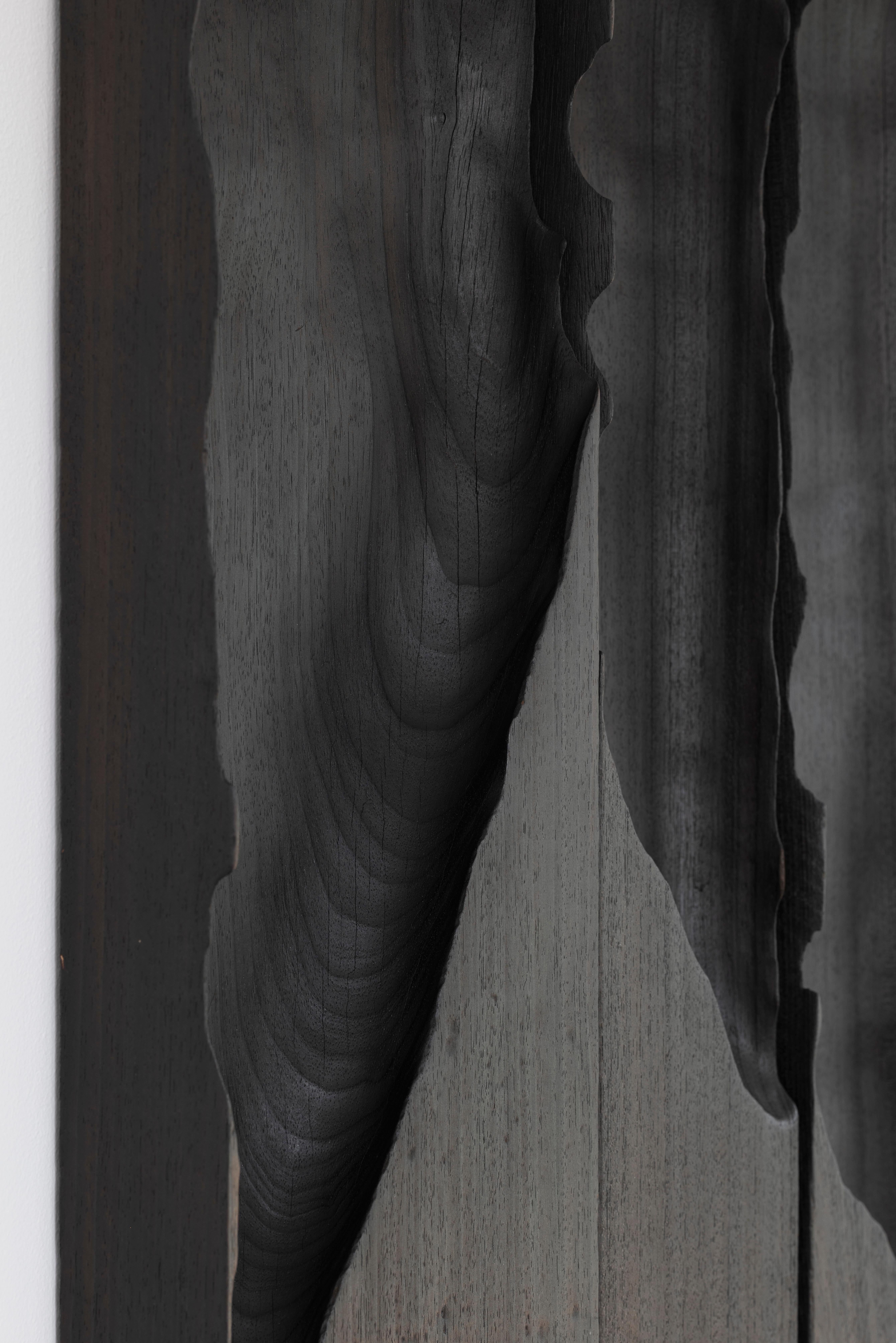 Zeitgenössisches wandobjekt aus gebranntem weichem holz Ukiyo 035 by Katrien Doms im Angebot 4