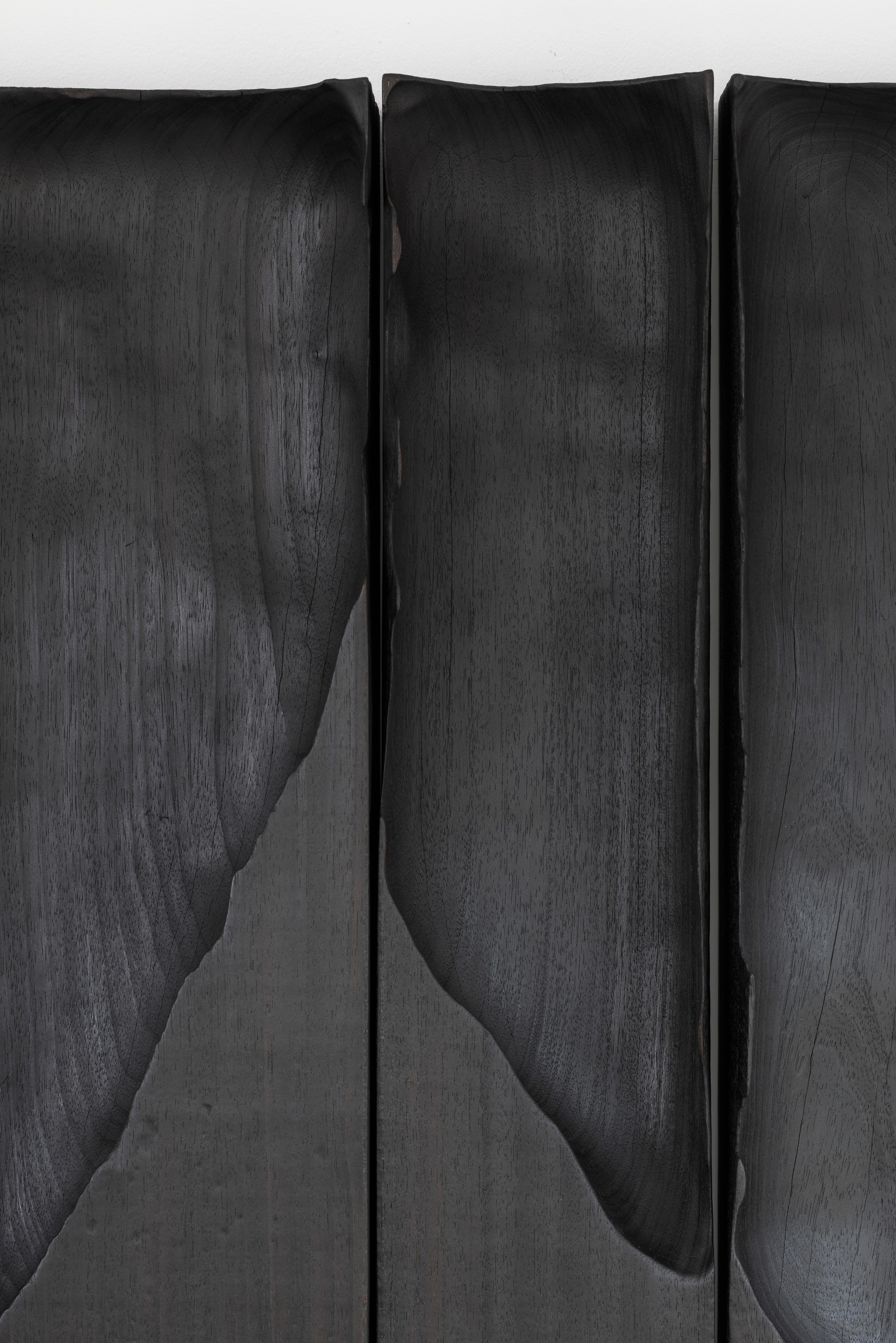 Zeitgenössisches wandobjekt aus gebranntem weichem holz Ukiyo 035 by Katrien Doms im Angebot 6