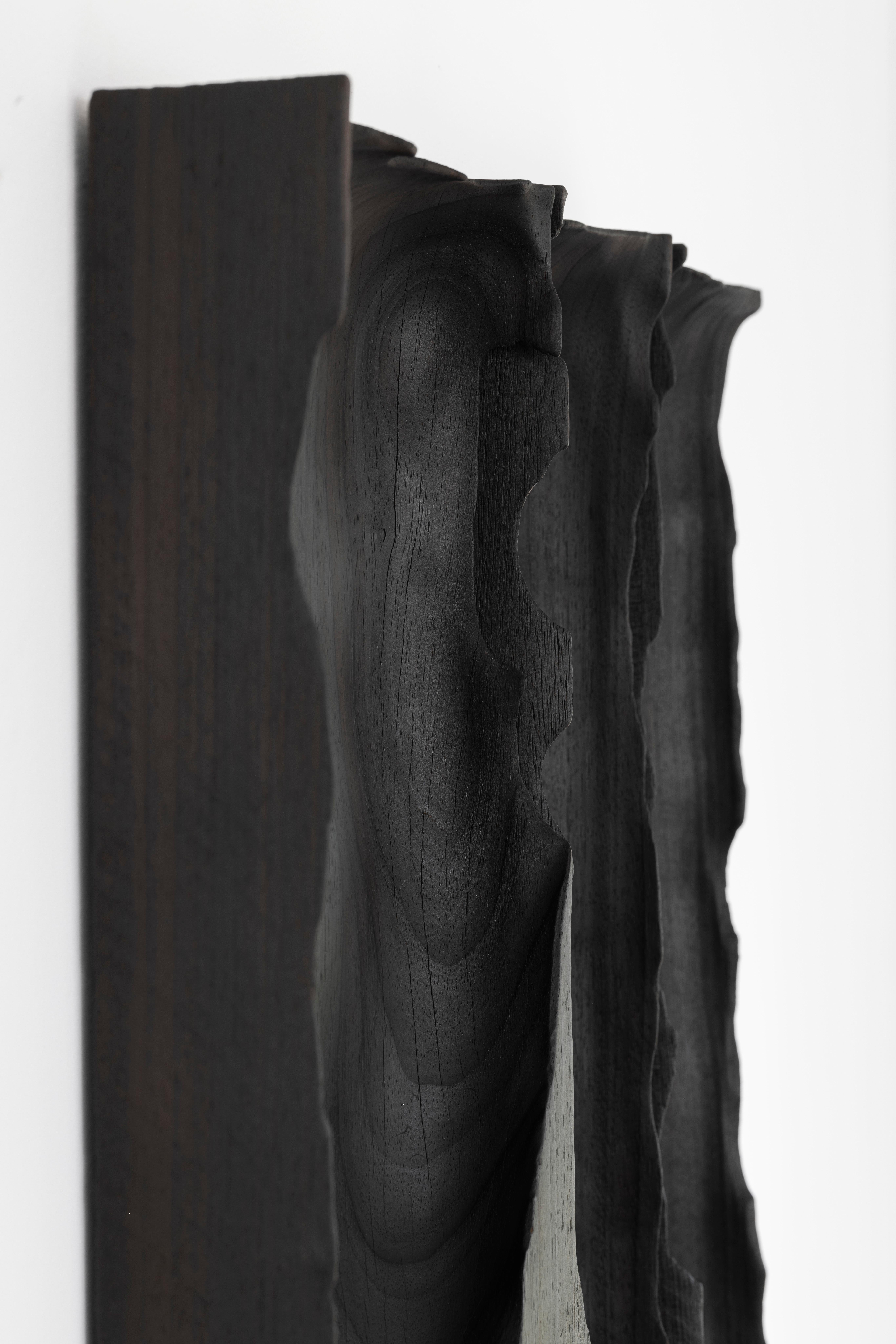 Zeitgenössisches wandobjekt aus gebranntem weichem holz Ukiyo 035 by Katrien Doms im Angebot 9