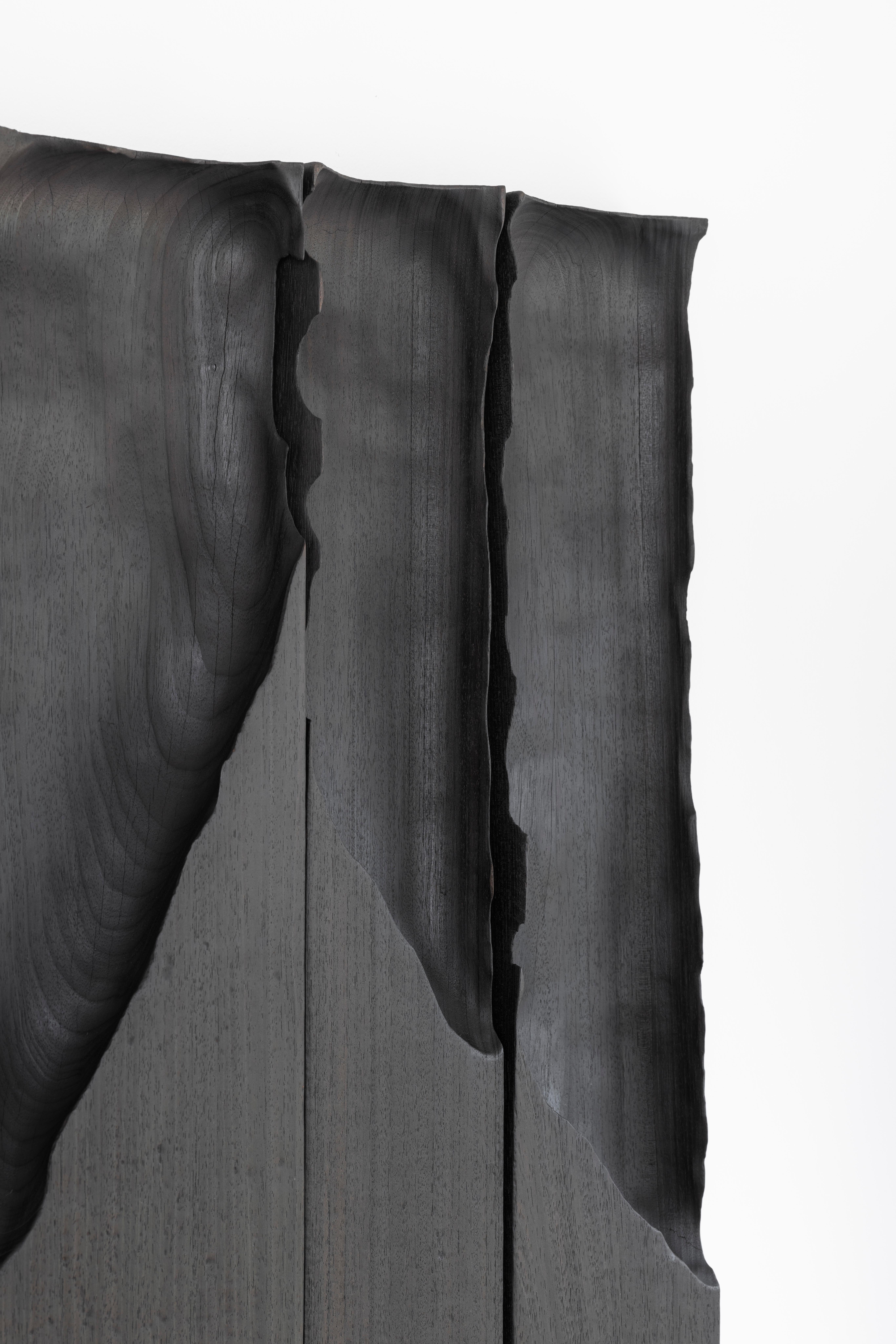 Zeitgenössisches wandobjekt aus gebranntem weichem holz Ukiyo 035 by Katrien Doms im Angebot 14