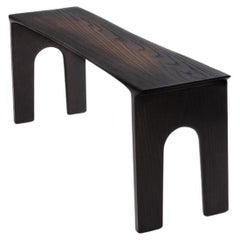 Contemporary Burned Solid Oak Bench 110cm, Kuro Collection, by Lukas Cober