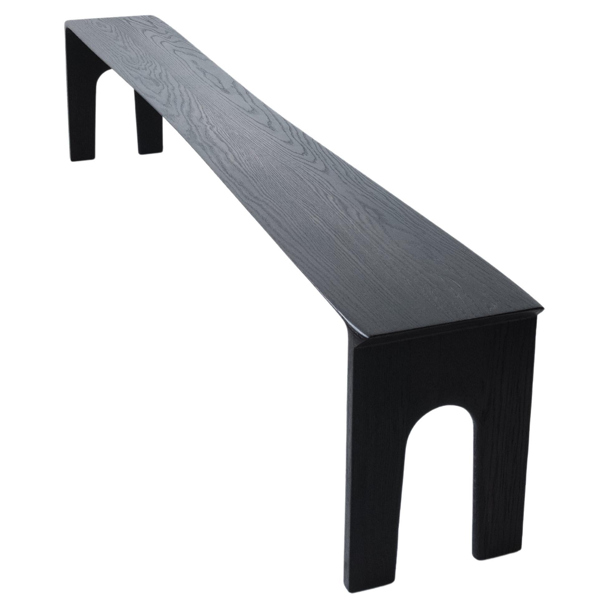 Contemporary Burned Solid Oak Bench 230cm, Kuro Collection, by Lukas Cober