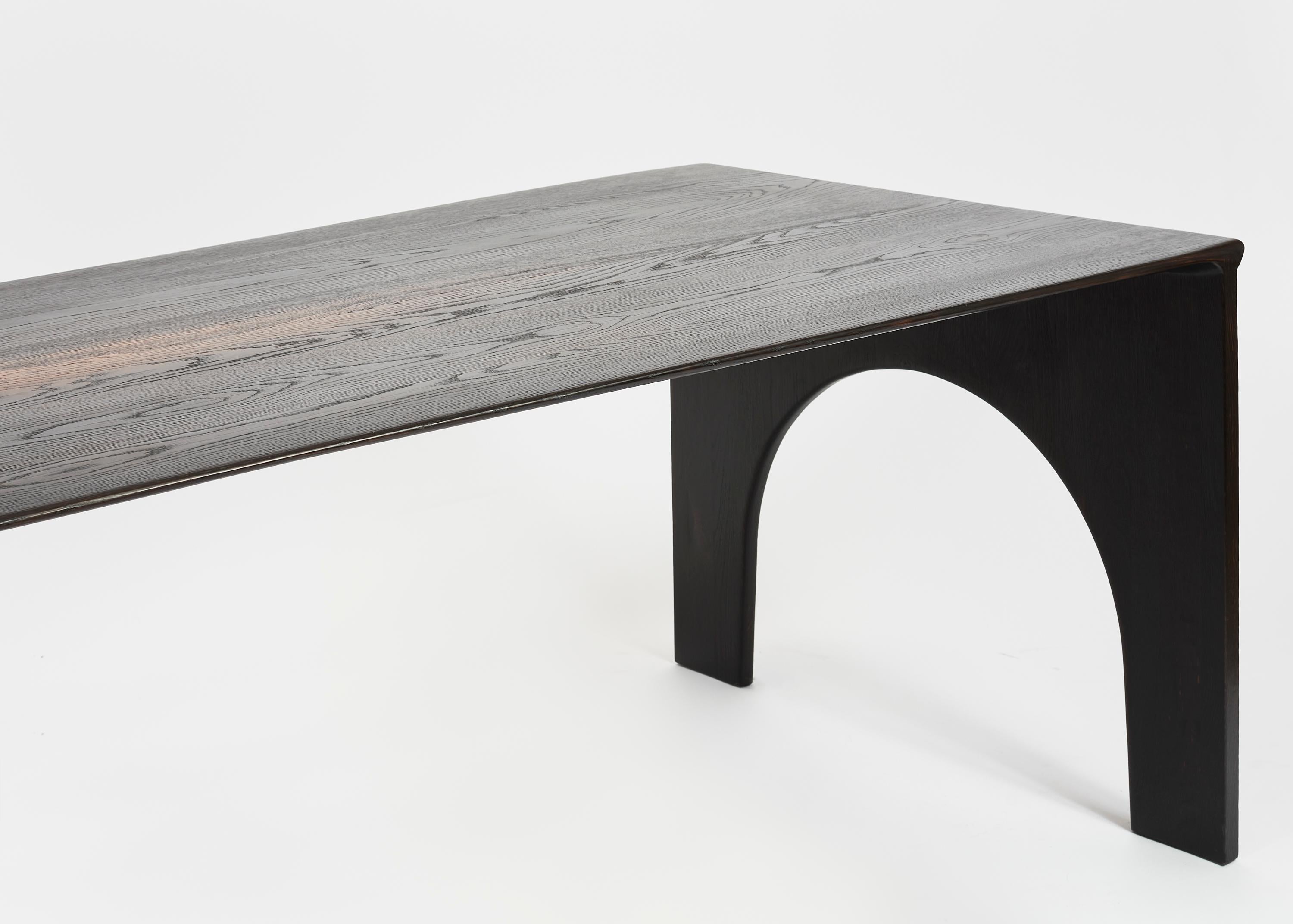 Hand-Crafted Contemporary Burned Solid Oak Kuro Dining Table Narrow, by Lukas Cober For Sale