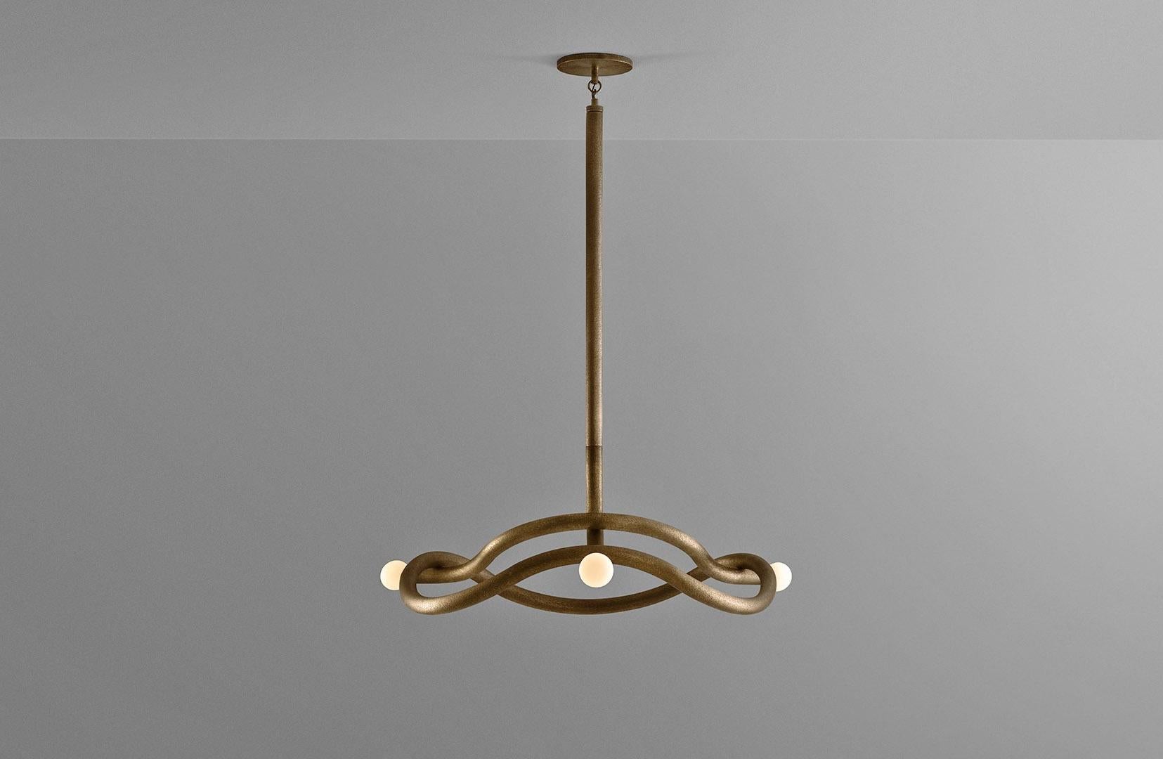 Contemporary Burnt Brass Chandelier, Tryst Three by Paul Matter In New Condition For Sale In Warsaw, PL