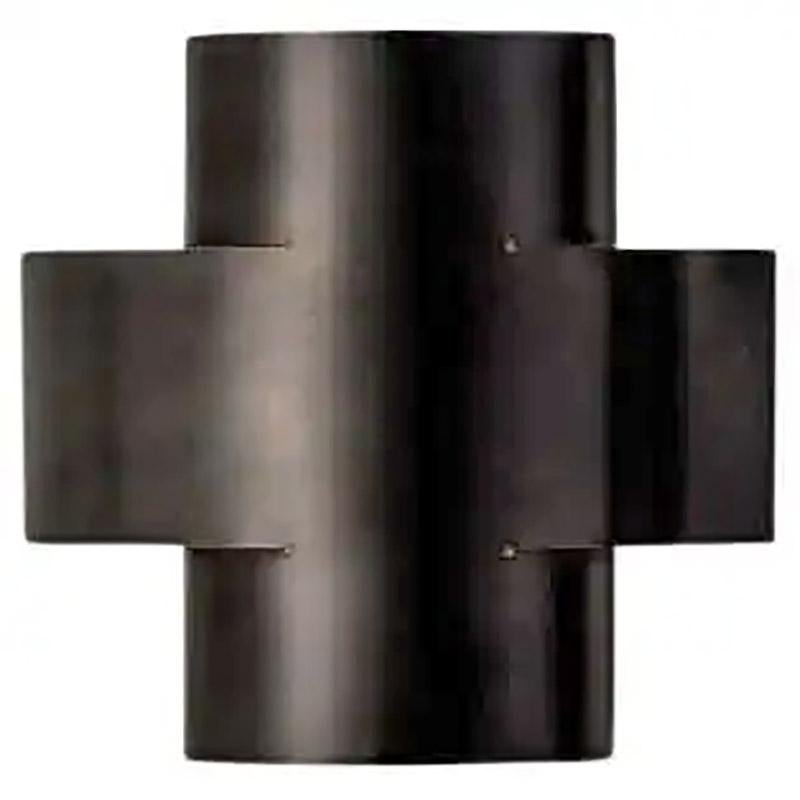 Contemporary Burnt Brass Wall Sconce, Plus One Large Lamp by Paul Matter

PLUS Series is a new range of appliqués by Paul Matter that feature a simple shape in singular and repetitive arrangements. A 3-Dimensional plus is formed out of a single tube