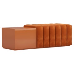 Contemporary Burnt-Orange Velvet and Lacquer Bench By Mondo Design Group