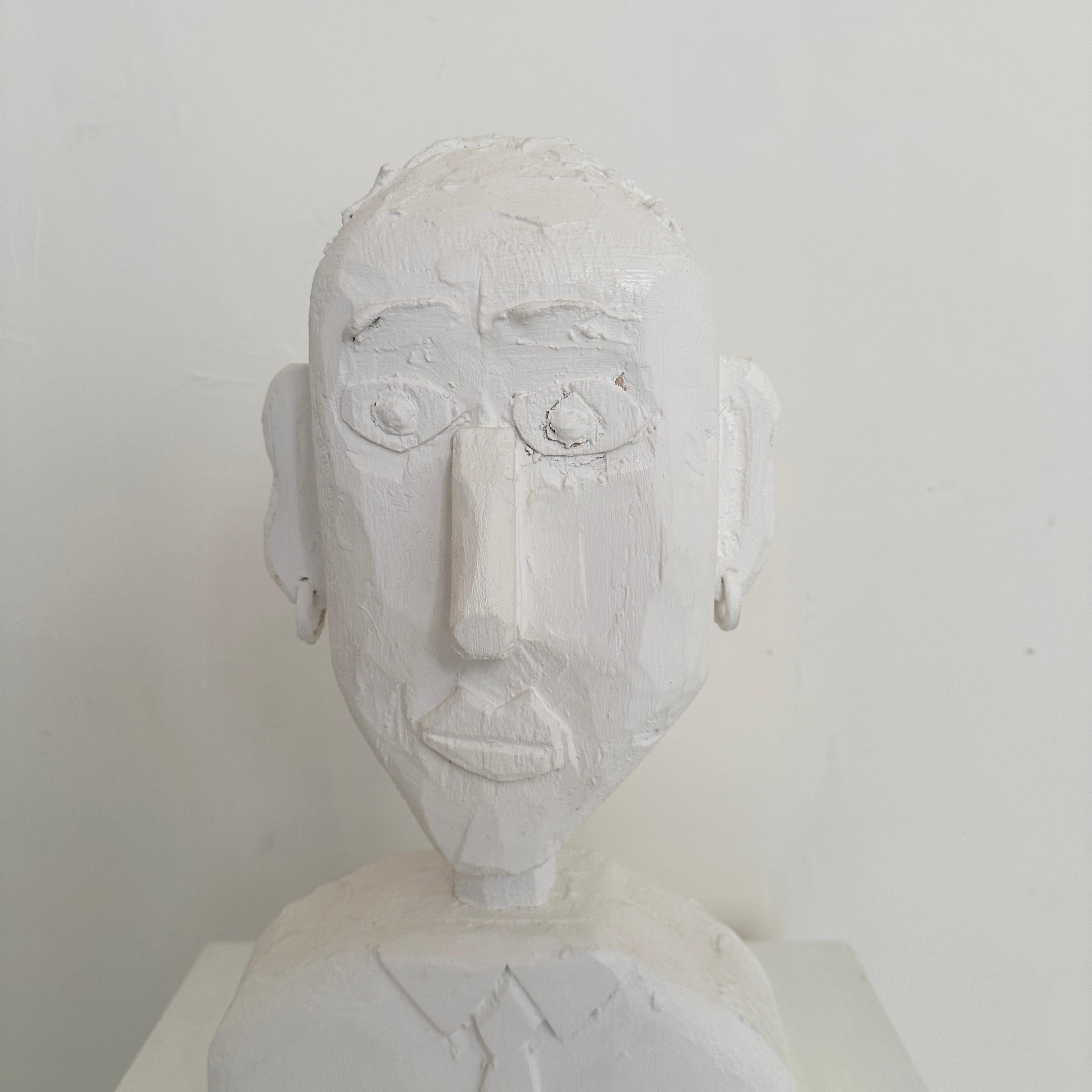 German Contemporary Bust of a Man made out of carved and painted Pine, 2023 For Sale