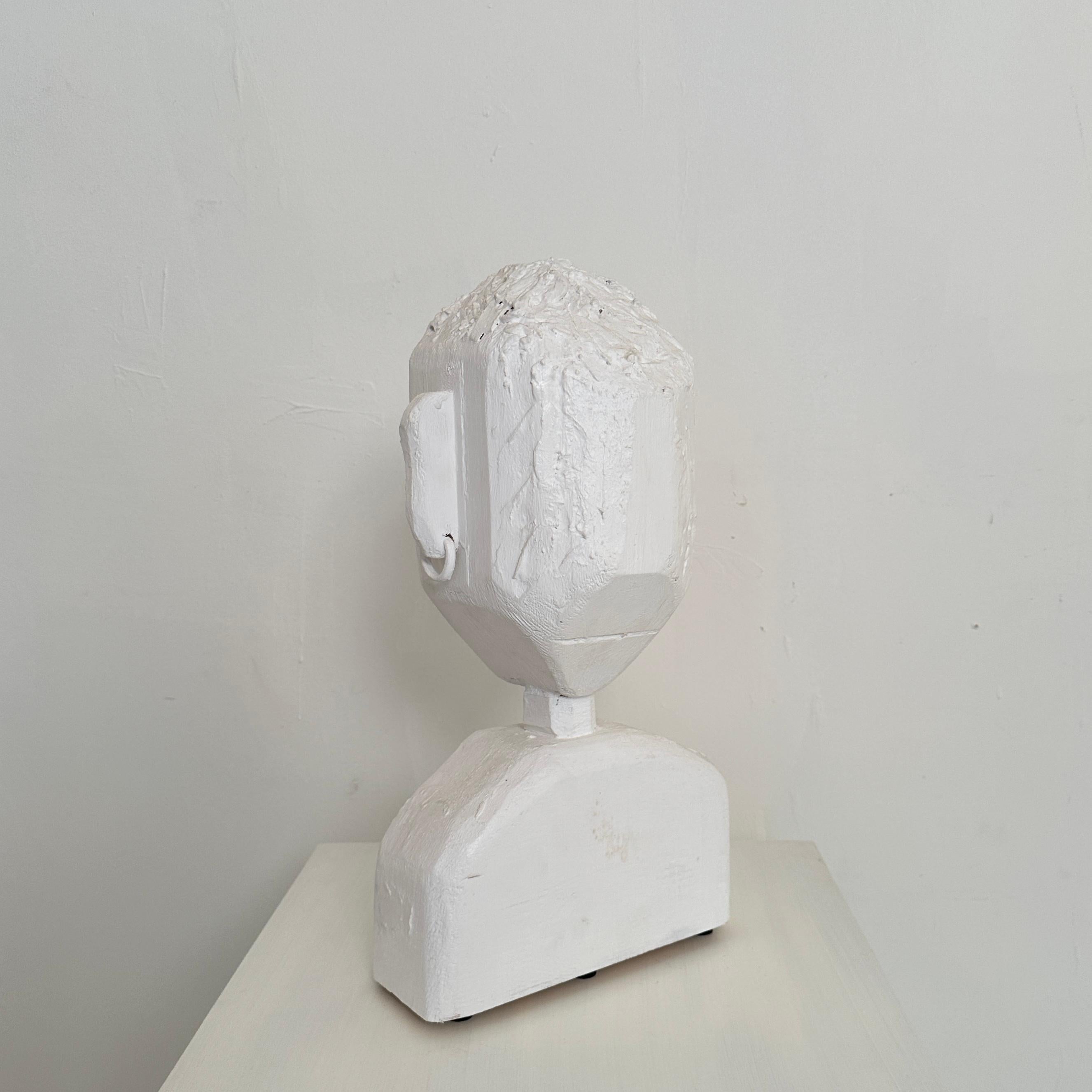 Plaster Contemporary Bust of a Man made out of carved and painted Pine, 2023 For Sale