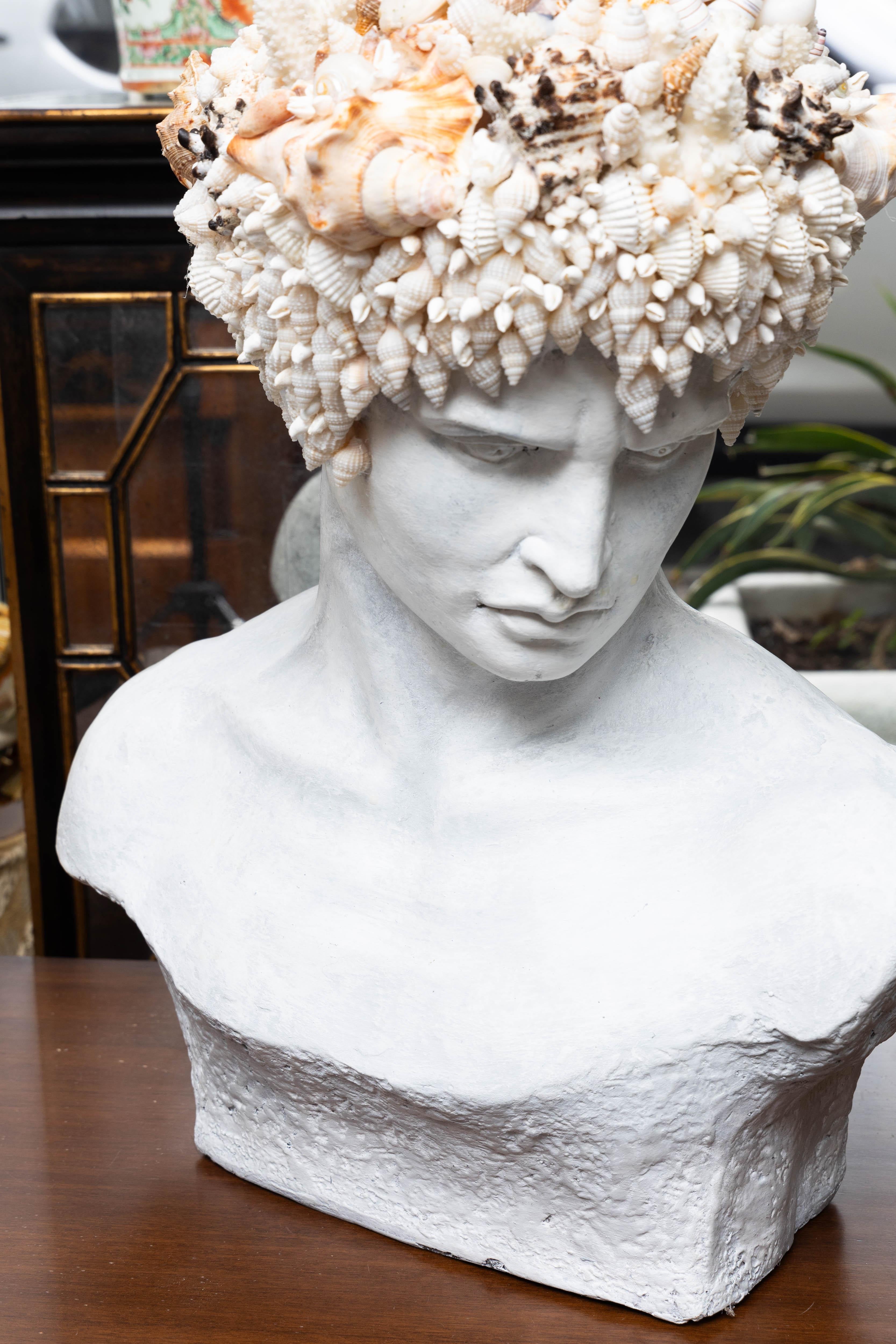 American Contemporary Bust with Custom Shell Motif For Sale