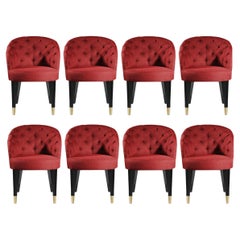 Contemporary Buttoned Back Style Dining Chairs, Set of 8