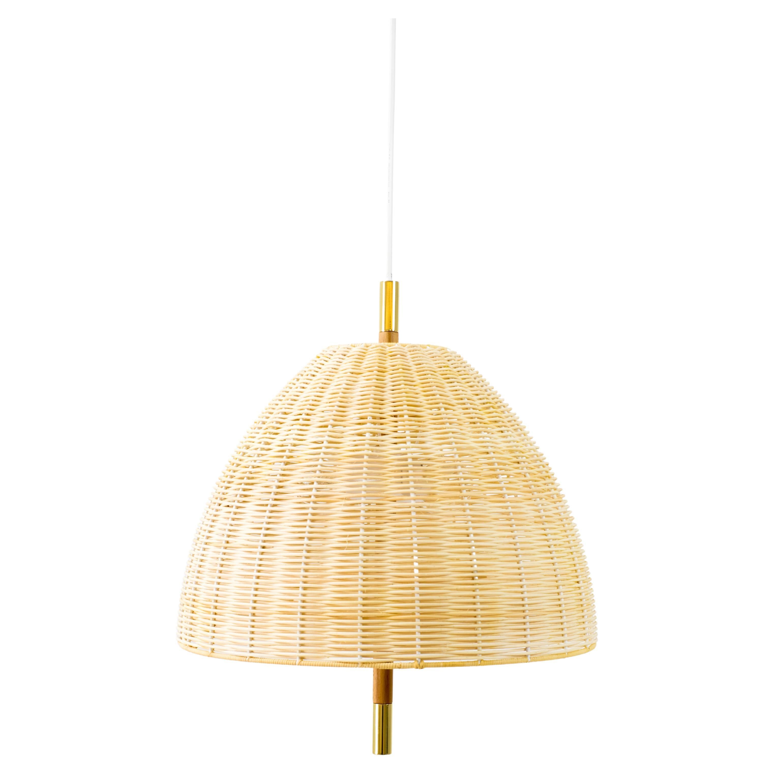 Contemporary, Handmade Pendant lamp, Natural Rattan Brass, Mediterranean Objects