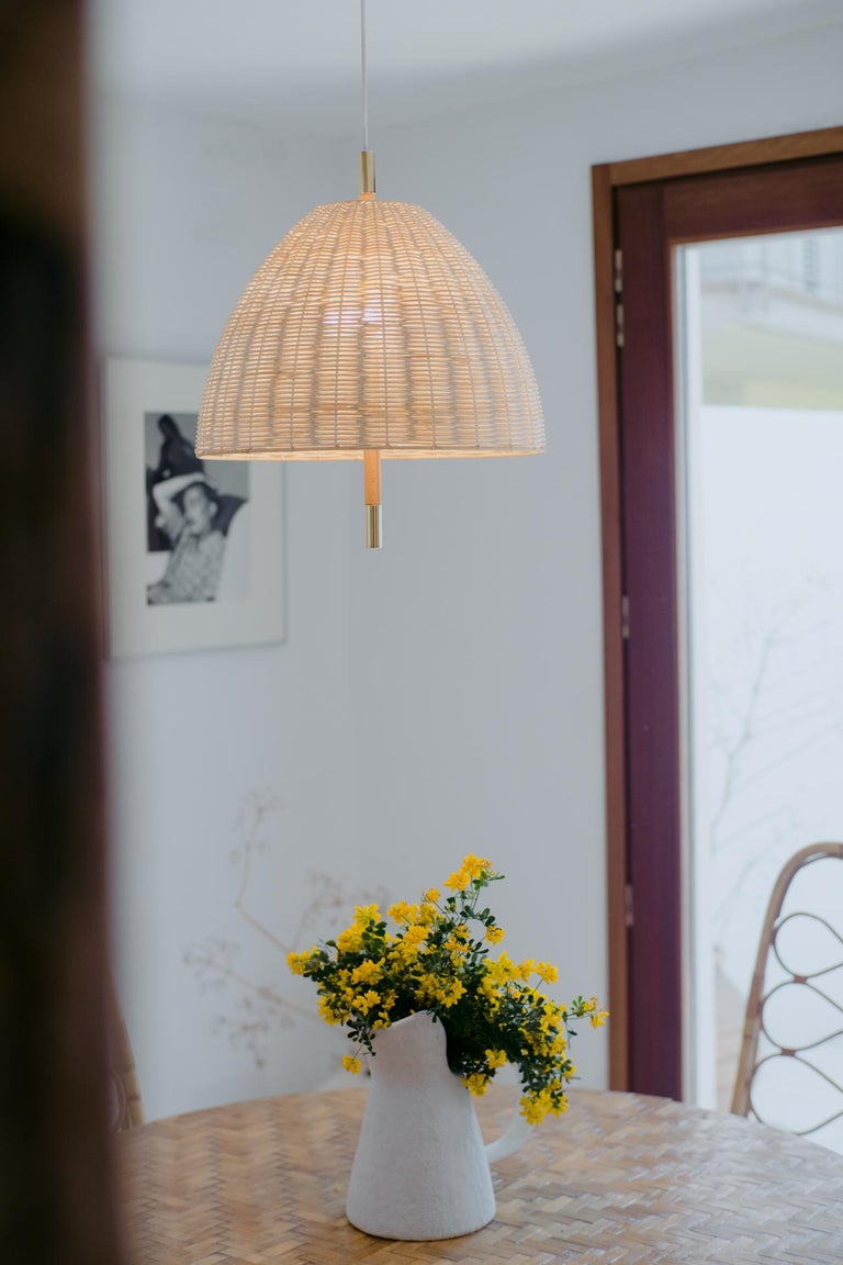 Contemporary, Handmade Pendant Lamp Natural Rattan, White ...