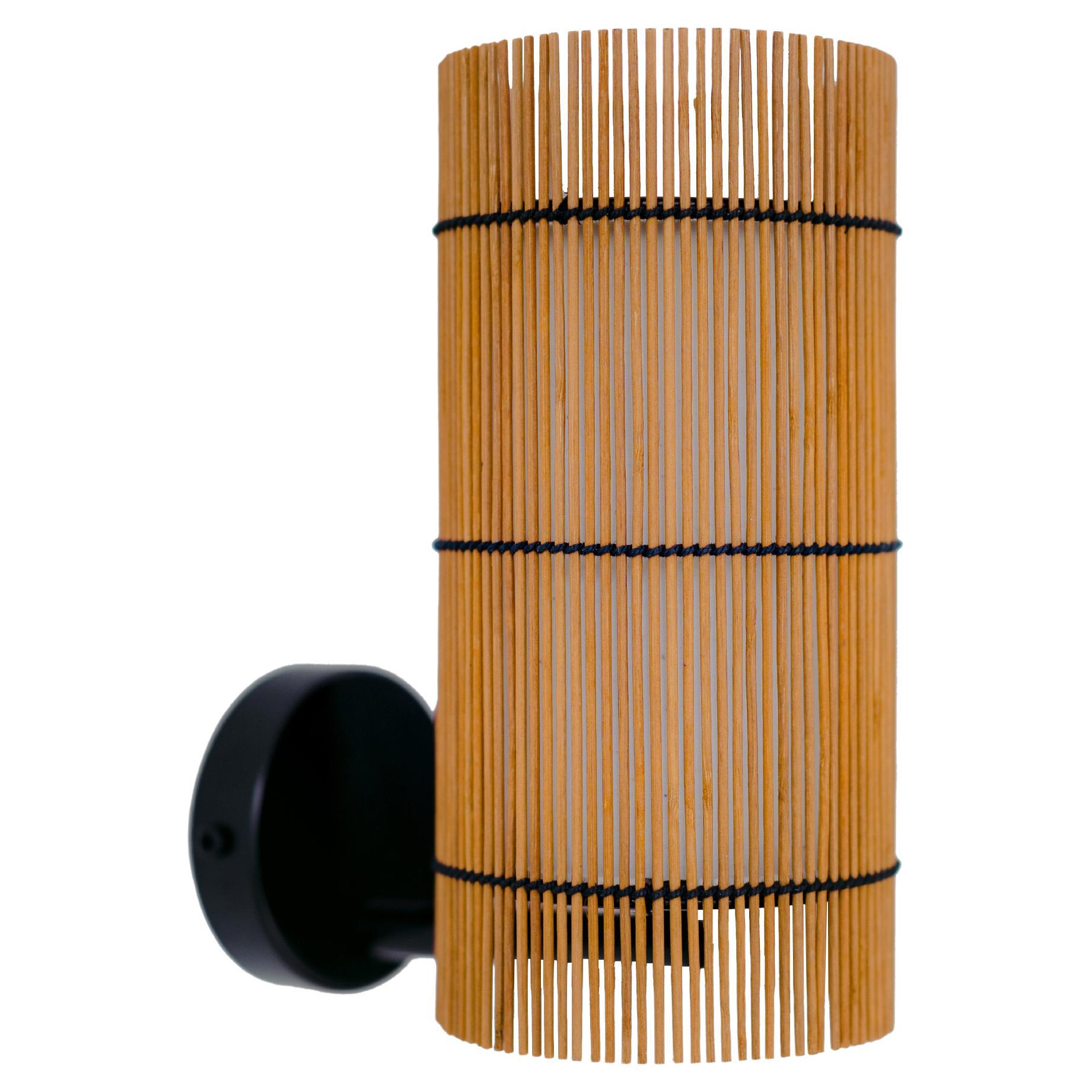 Contemporary, Handmade Wall Lamp Sconce, Bamboo Cherry, by Mediterranean Objects