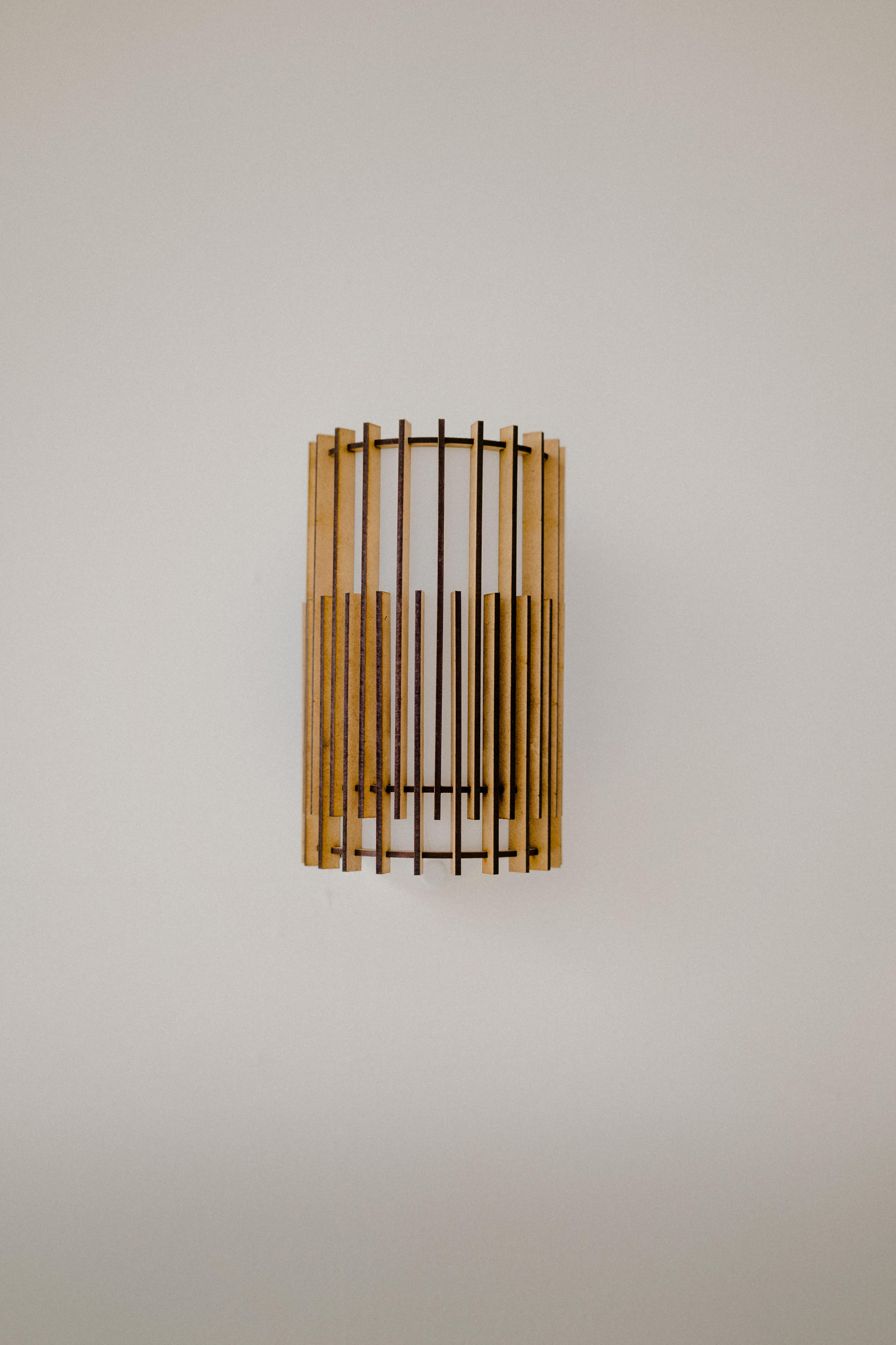Hand-Crafted Contemporary, Handmade, Wall Sconce Lamp, MDF Wood, by Mediterranean Objects For Sale