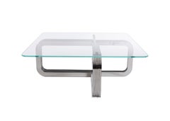 Contemporary Glass and Chrome Coffee Table, Ebb & Flow Handmade