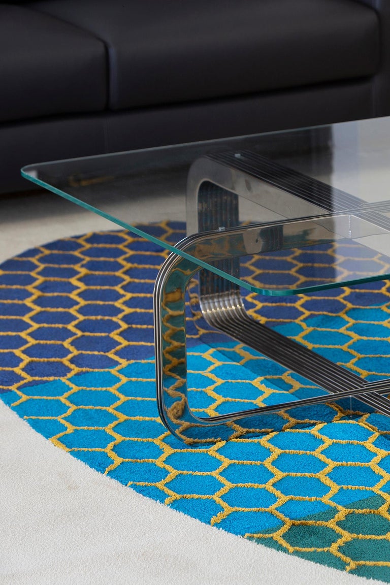 Contemporary Glass and Chrome Coffee Table, Ebb and Flow Handmade For