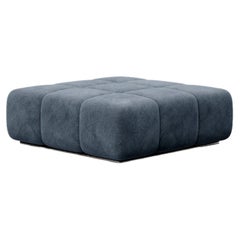 Contemporary Modular Sofa Settee in Velvet Blue Marine with metal base