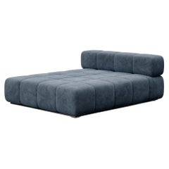 Contemporary Modular Sofa Settee in Velvet Blue Marine