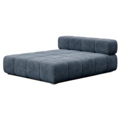 Settee de canapé modulaire contemporaine en velours bleu marine 