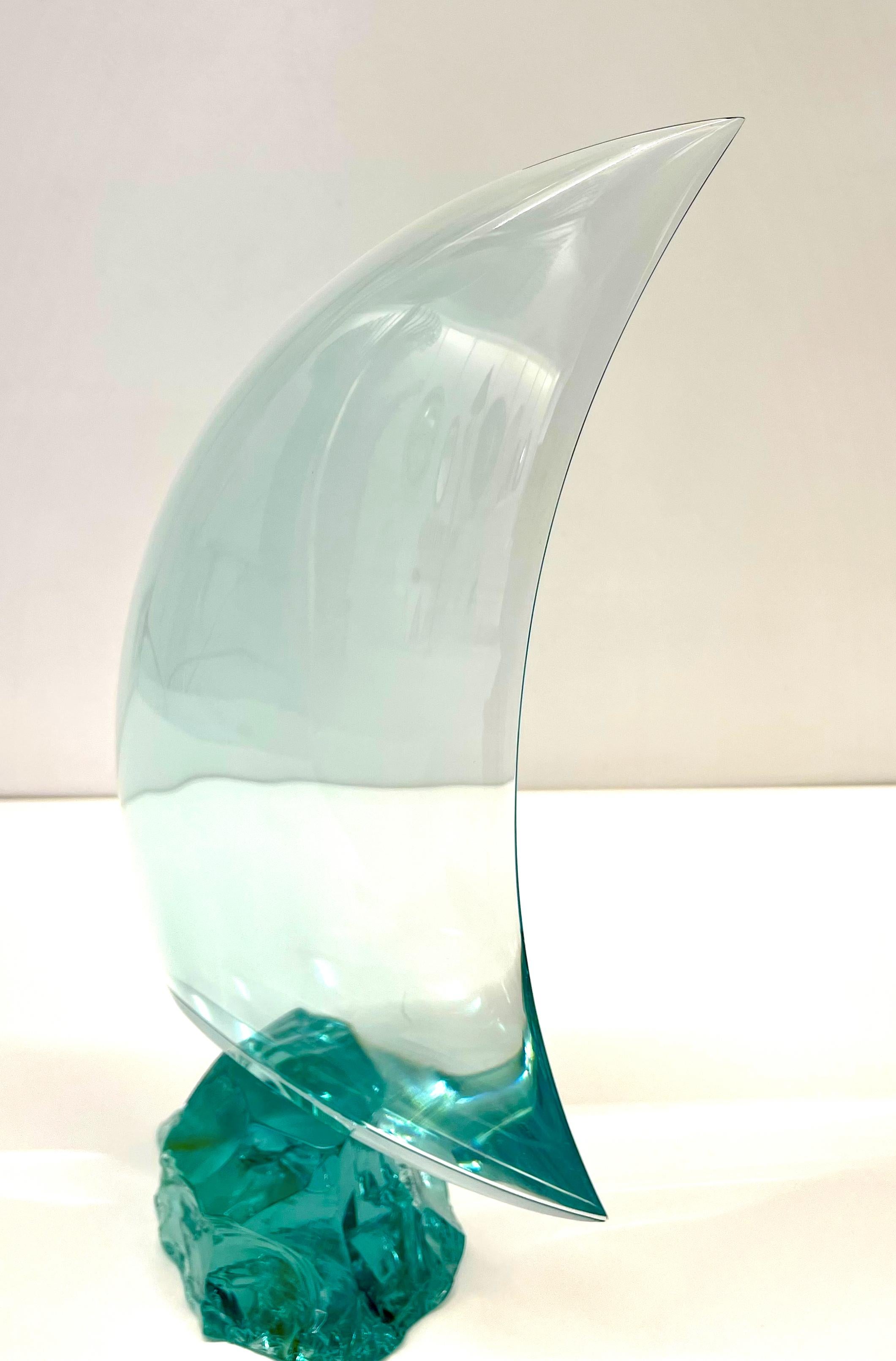 Modern Contemporary 'Sail' Handmade Aquamarine Crystal Sculpture by Ghirò Studio For Sale