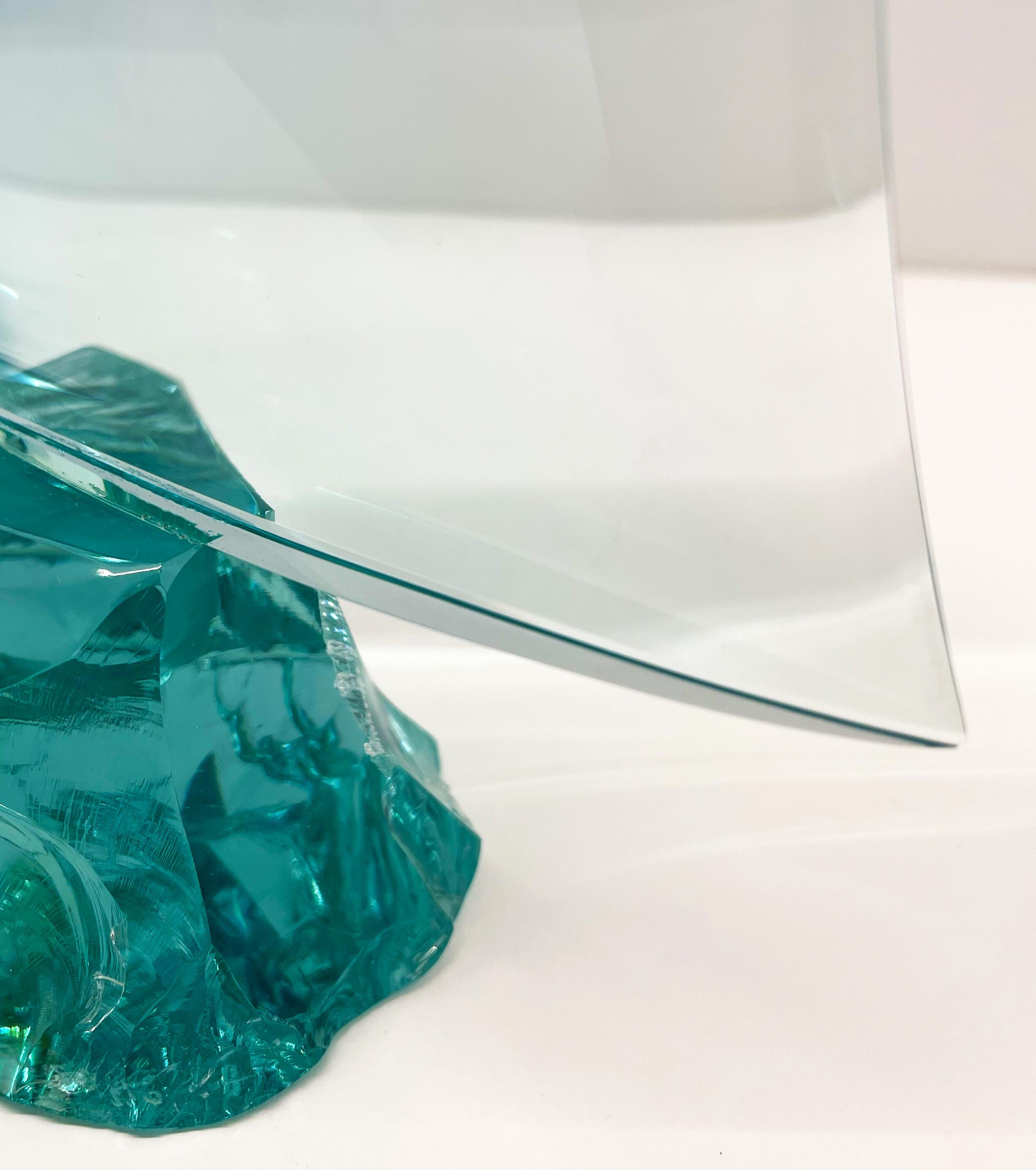 Contemporary 'Sail' Handmade Aquamarine Crystal Sculpture by Ghirò Studio In New Condition For Sale In Pieve Emanuele, Milano