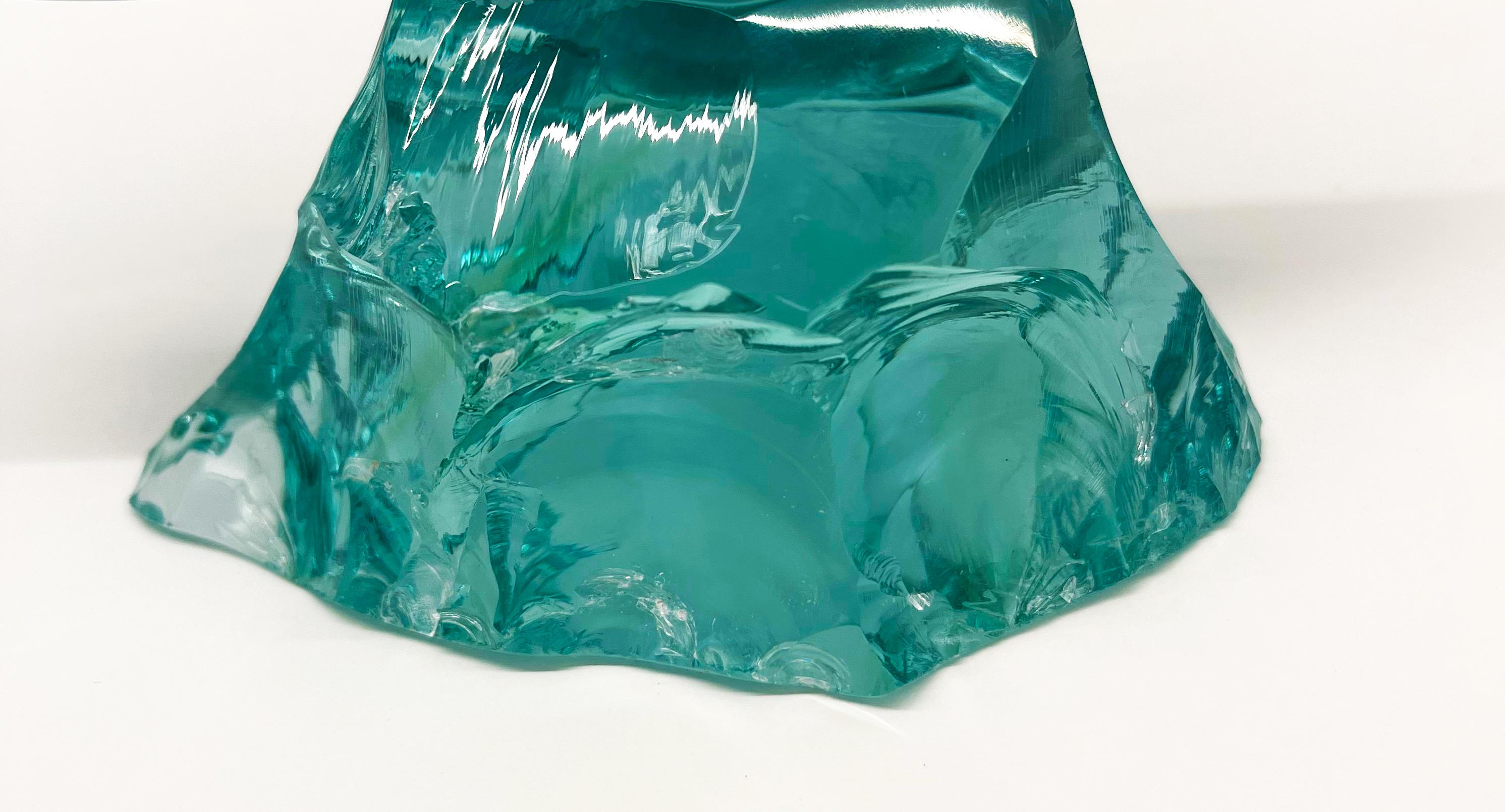 Contemporary 'Sail' Handmade Aquamarine Crystal Sculpture by Ghirò Studio For Sale 1