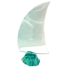 Contemporary 'Sail' Handmade Aquamarine Crystal Sculpture by Ghirò Studio