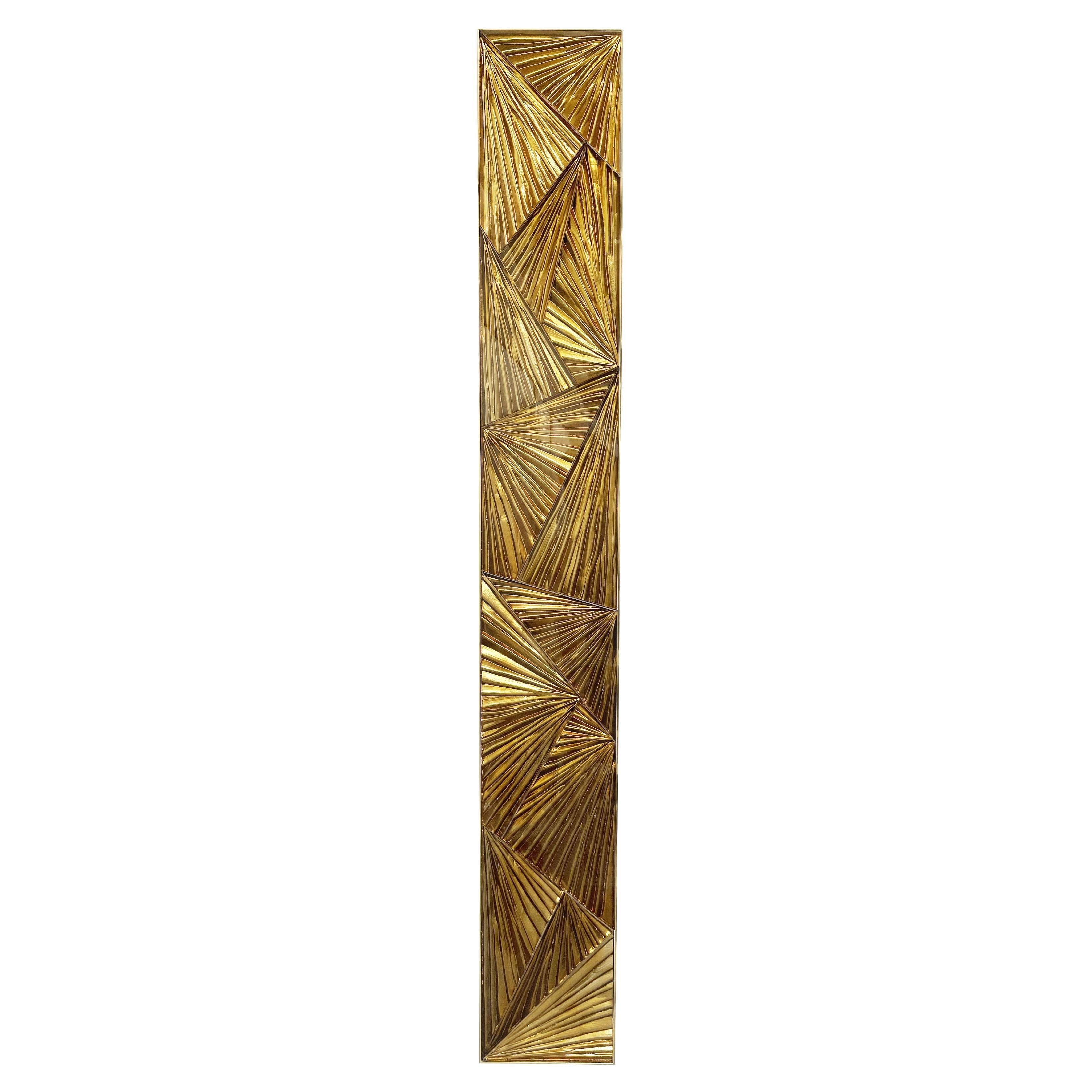 Contemporary Amber Wall Sconce Handcarved Glass, Brass and Gold by Ghirò Studio For Sale